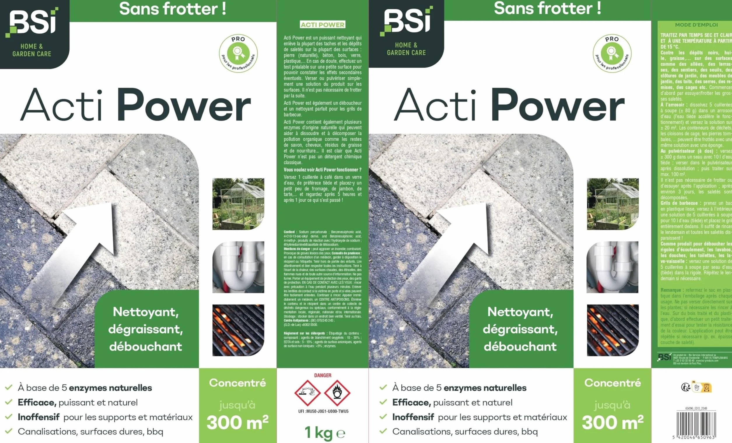 BSI Nettoyant Acti-Power Naturel 1kg Jusqu'à 300 m²