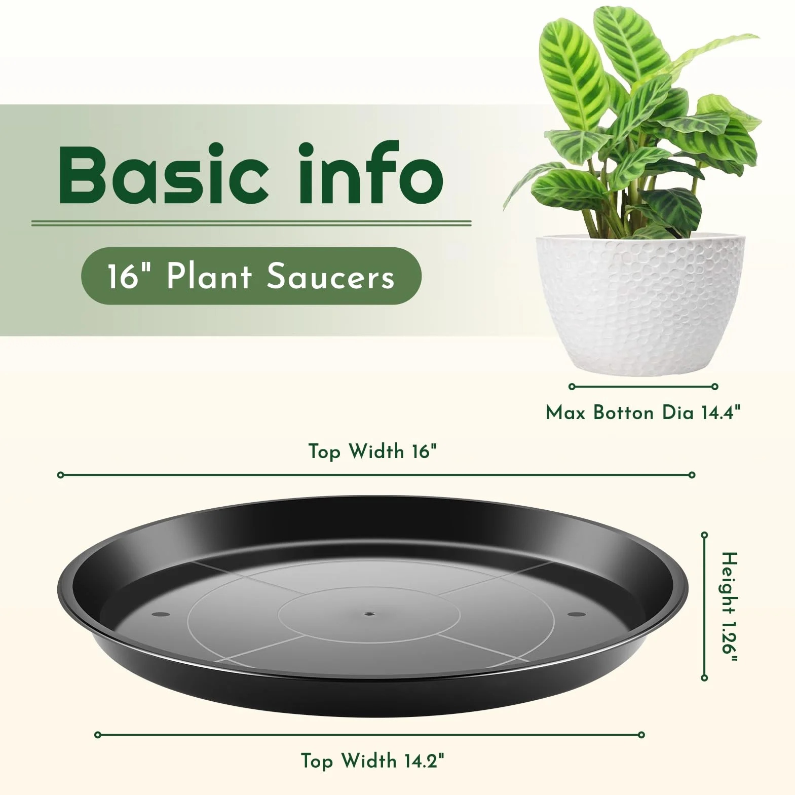 Sous-pots 40 cm Plastique pour Plantes Intérieur Extérieur Lot de 6