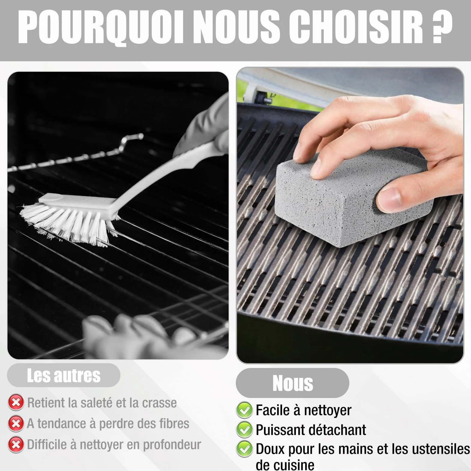 Pierres Nettoyage Grille Barbecue 8 Pcs, Pierre Abrasive Crepiere 10x7x4 cm, Réutilisable pour Grill, Poêles et Carreaux