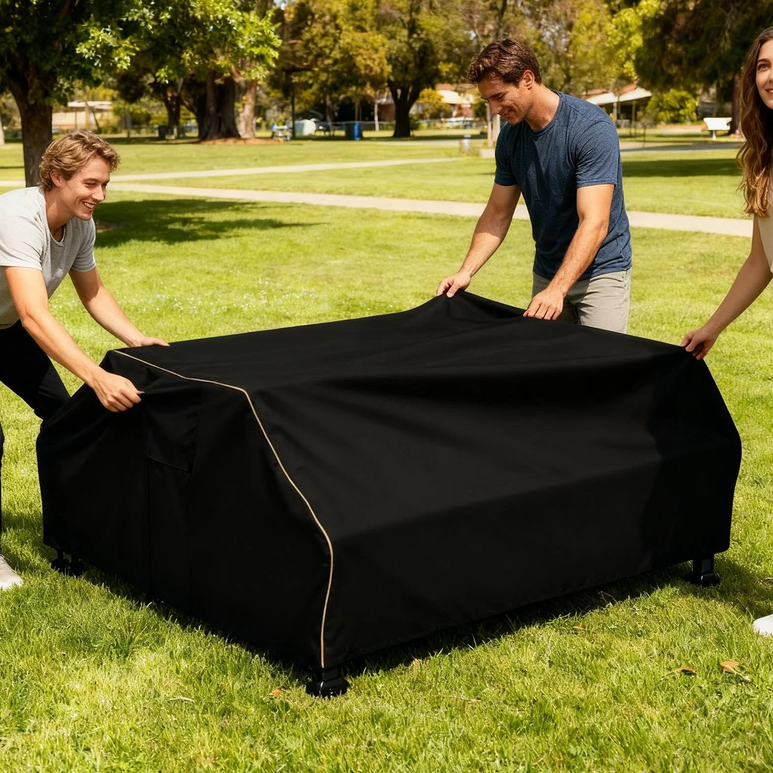 Housse de table pique-nique imperméable toile robuste extérieure pour jardin terrasse camping