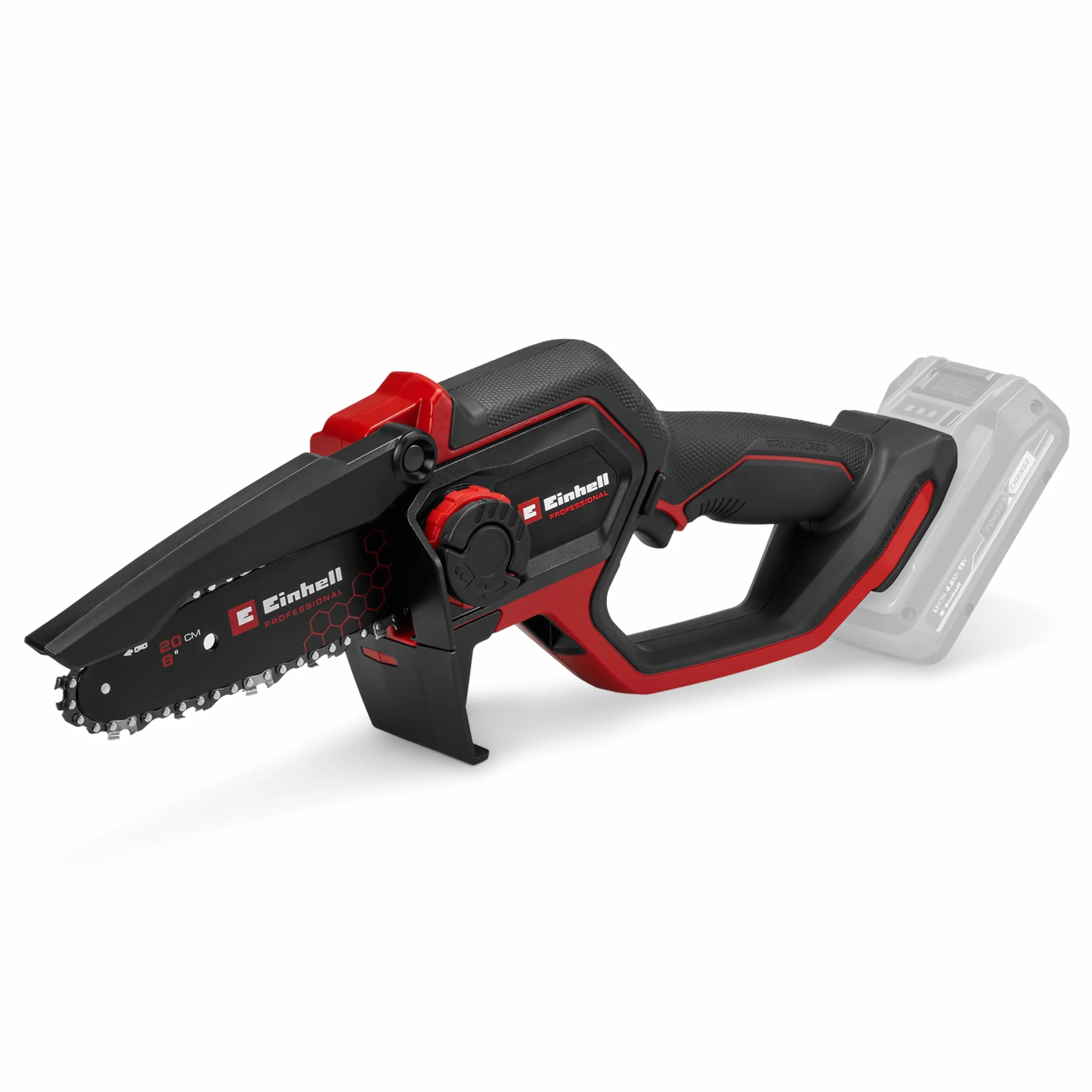 Einhell Professional Élagueuse sans fil GP-PS 18/20 Li BL-Solo Power X-Change (18 V, longueur de coupe 15 cm, moteur sans charbon, vitesse de chaîne 8 m/s, lubrification automatique, sans batterie)
