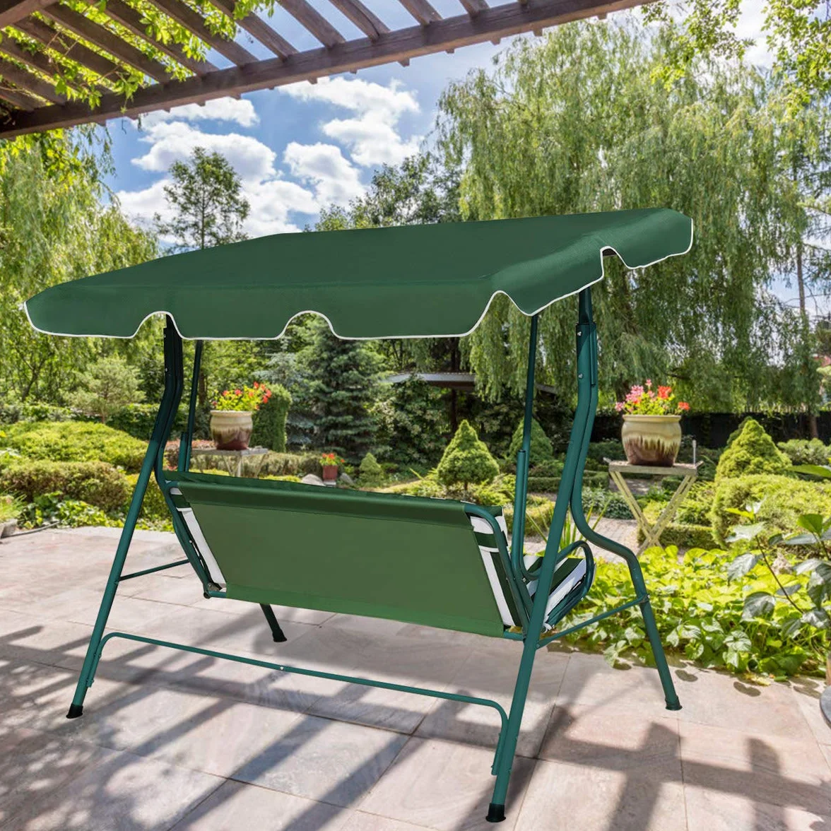 Costway Balancelle de Jardin 3 Places Toit Imperméable 240 KG 170 x 110 x 153 CM Vert