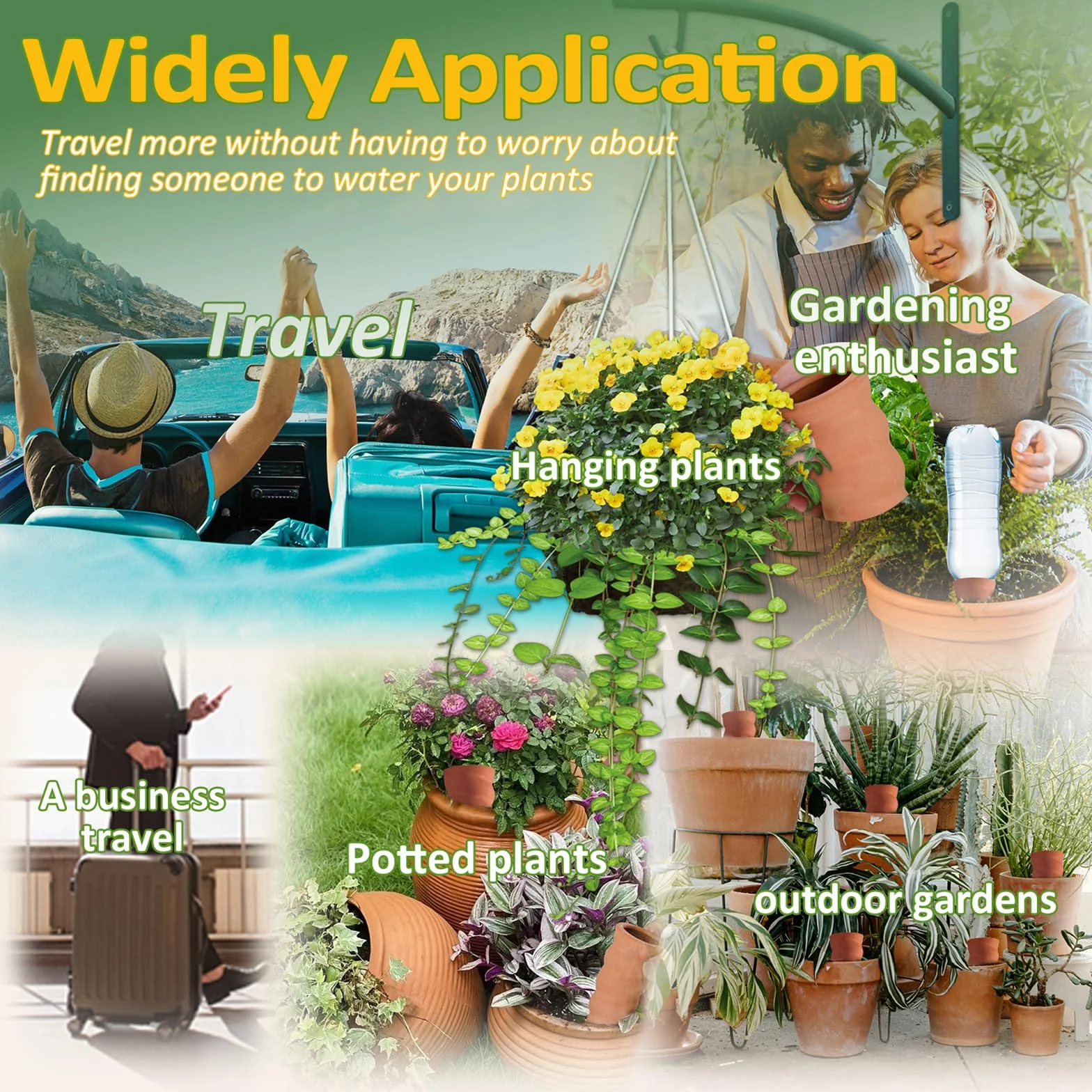Ollas Arrosage Automatique Lot de 6 Cône en Argile Terre Cuite pour Plantes Intérieur Extérieur
