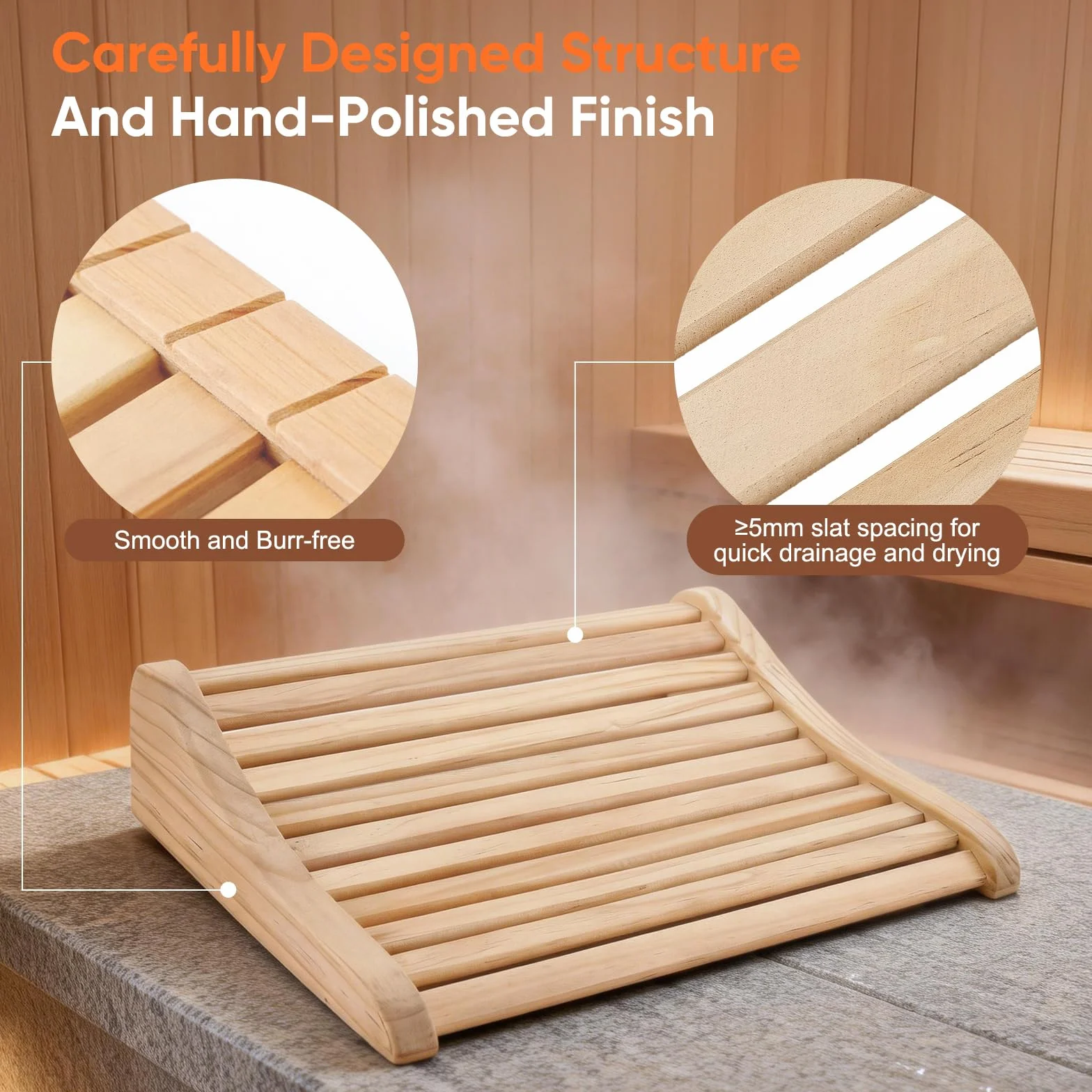 Appui-Tête Sauna en Bois de Cèdre 2 Pièces 37x33x10cm Coussin de Nuque Ergonomique