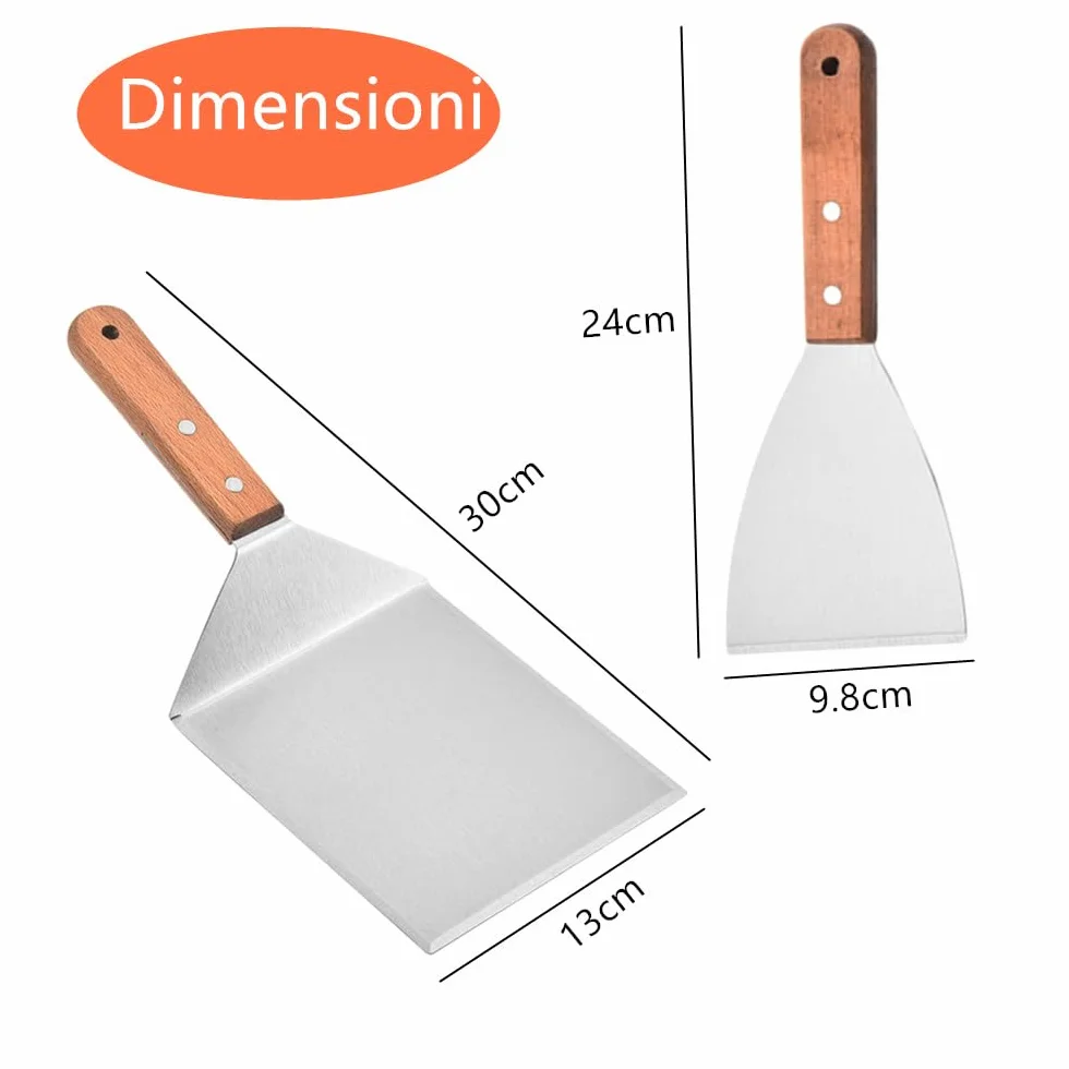 Spatule Plancha Inox Granmagazz, 2 Pcs Spatules à Griller Professionnelles Inoxydable