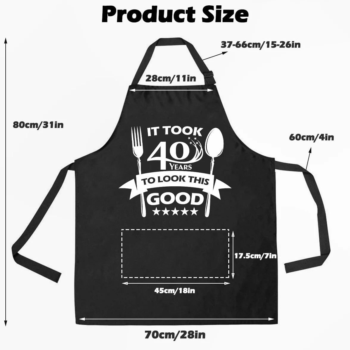 Tablier Cuisine Homme Humour Coton Barbecue Réglable Étanche Noir avec 3 Poches