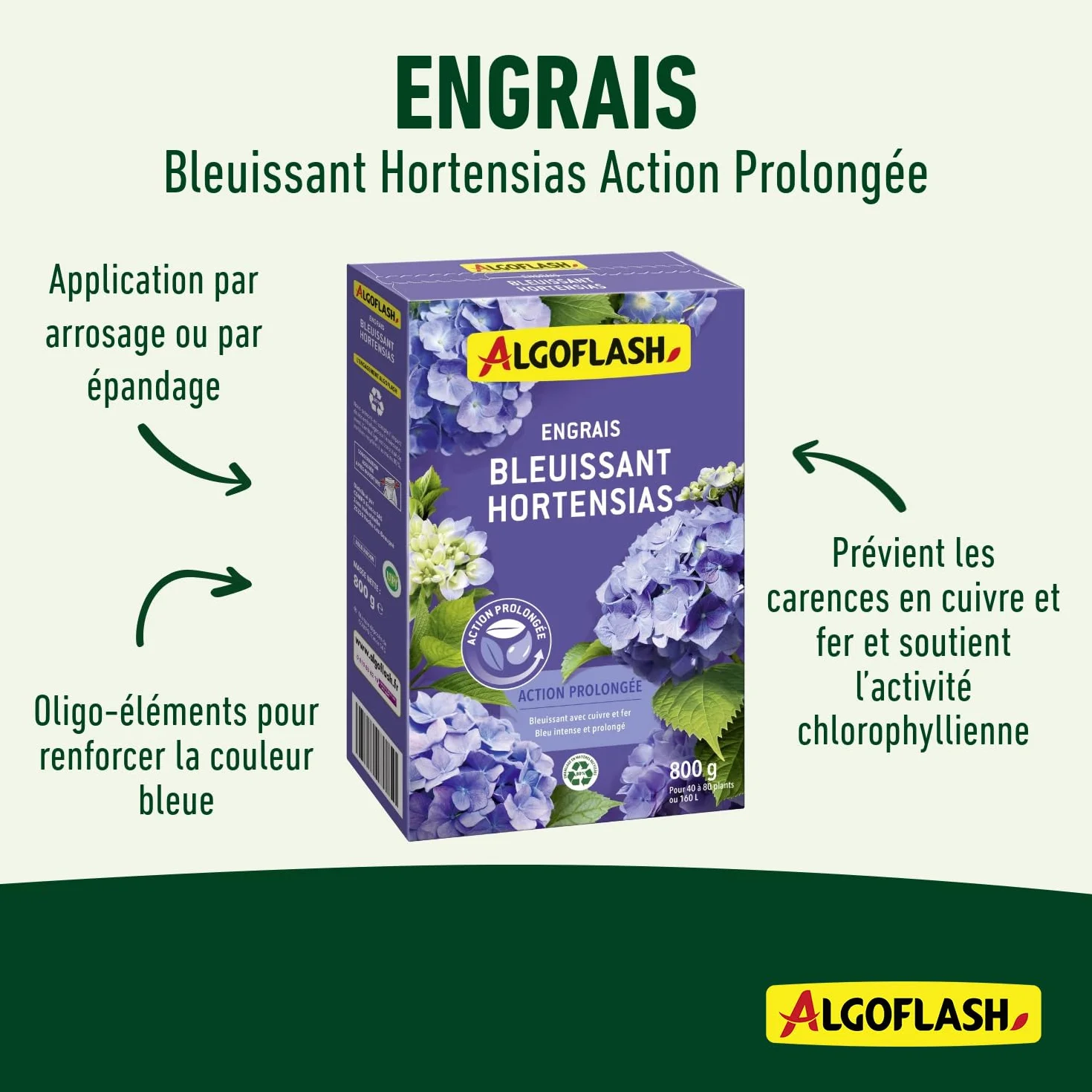 ALGOFLASH Engrais Bleuissant Hortensias Action prolongée 800 g