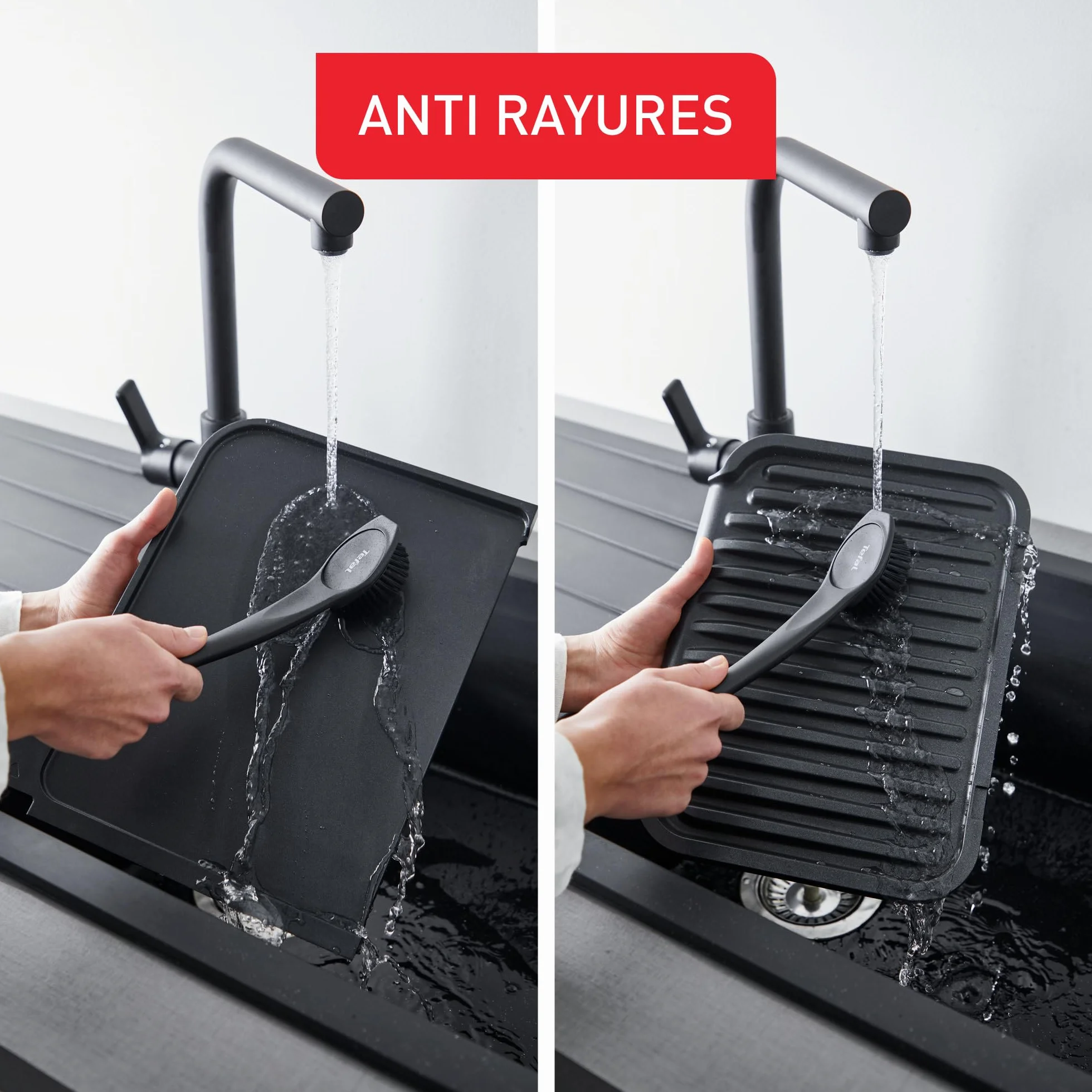 Tefal Brosse de Nettoyage pour Gril – Poils Anti-Rayures, Compatible Revêtements Antiadhésifs, Manche Long, Lave-Vaisselle