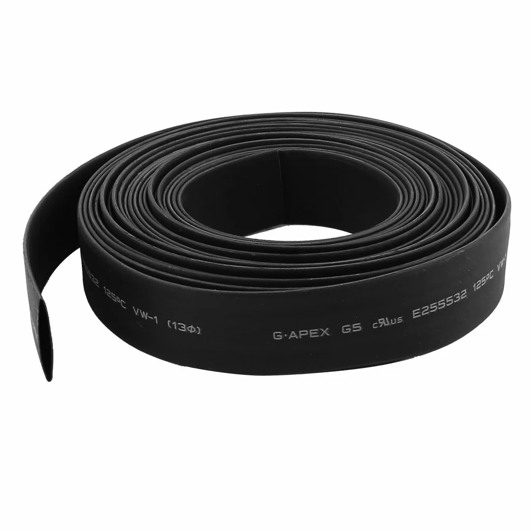 sourcing map Gaine Thermorétractable 13mm Diamètre 2:1 Rapport Tube Thermorétractable Fil Enveloppe 5m Noir