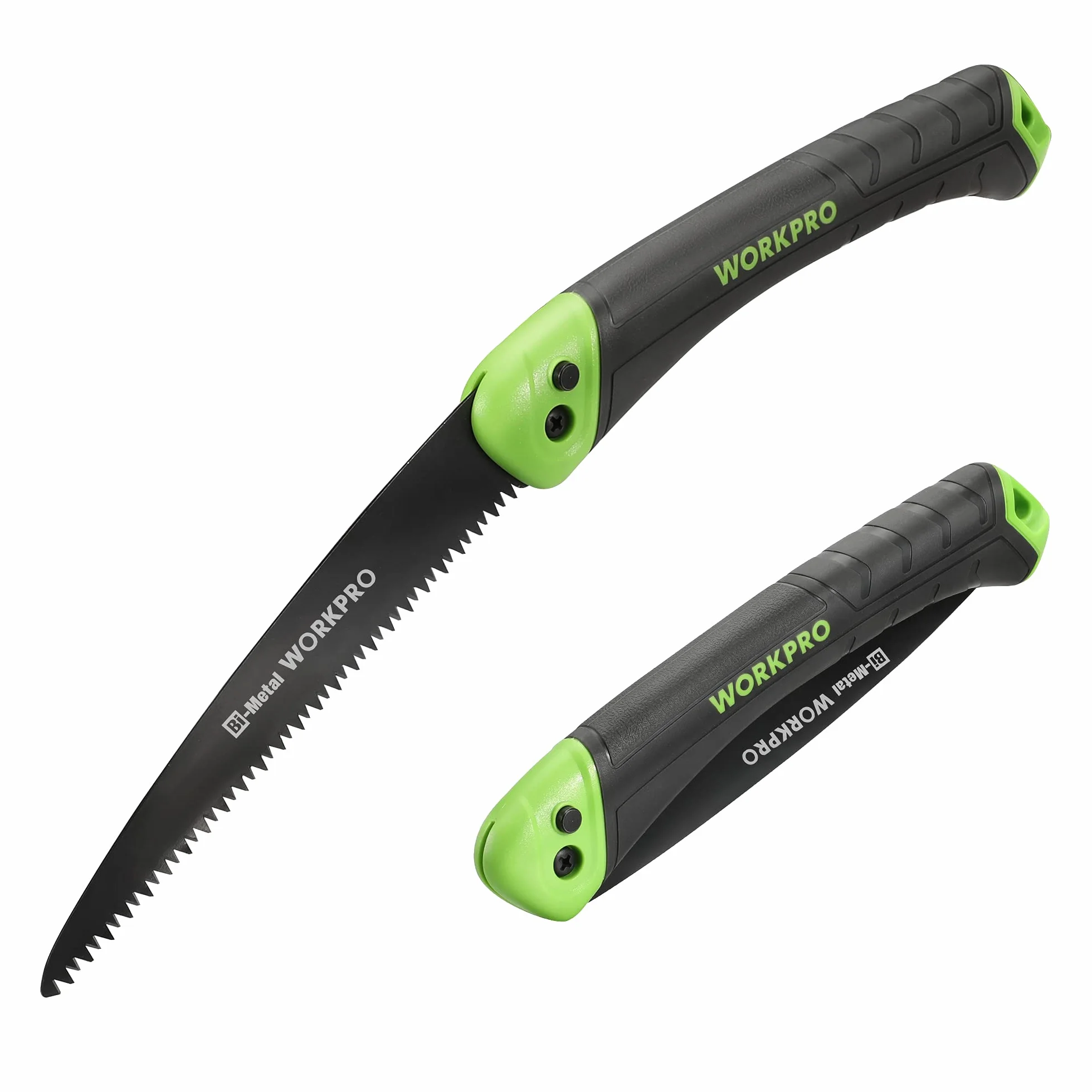 WORKPRO Scie Elaguer à Main Bimétal, Scie Pliante avec Dent à Triple de Coupe et Verrouillage de Sécurité pour Elagage, Emondage, Jardinage, Camping
