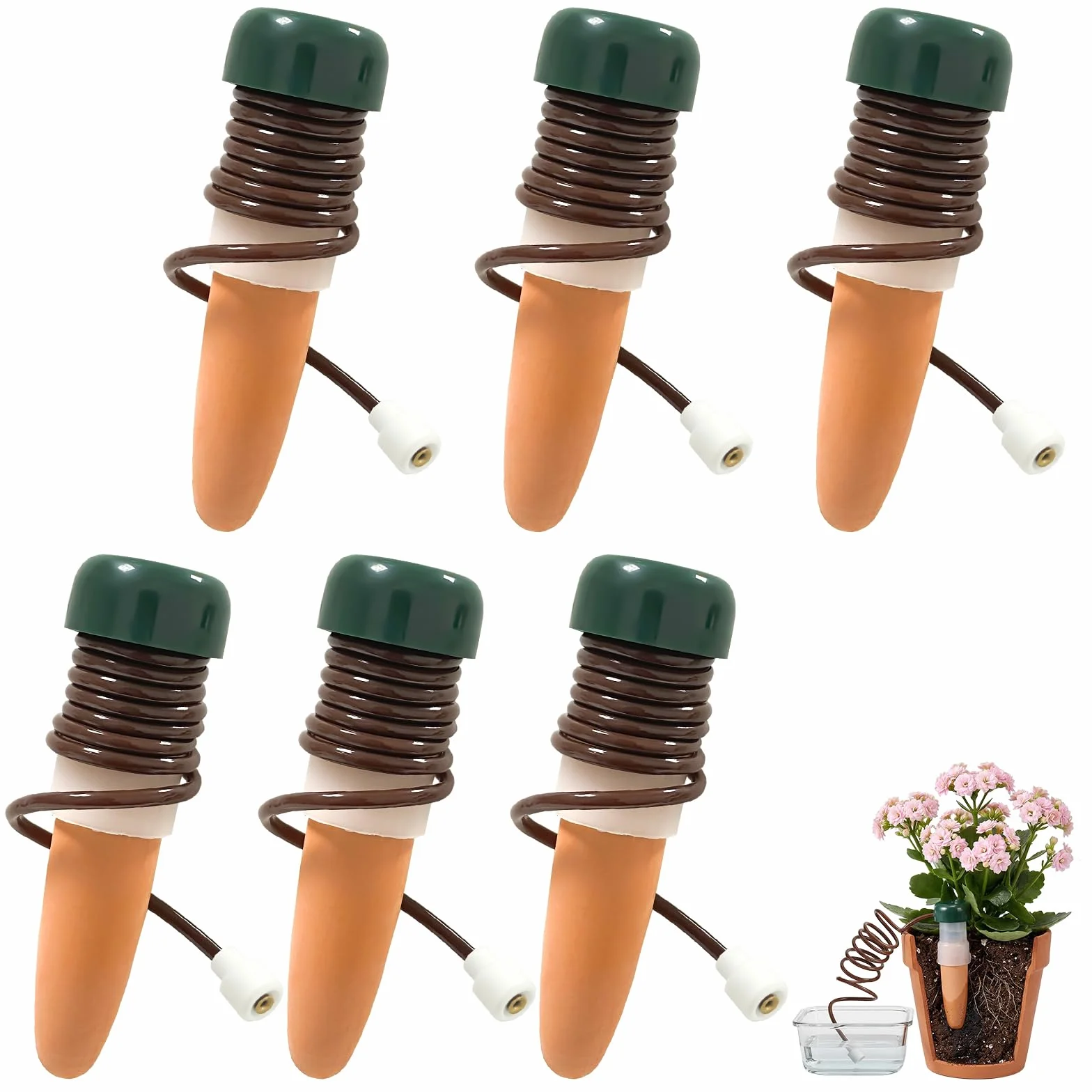 Distributeur Eau Plante Arrosage Intérieur Vacances Système Irrigation Automatique Réserve Eau 6 Lot (Brun)
