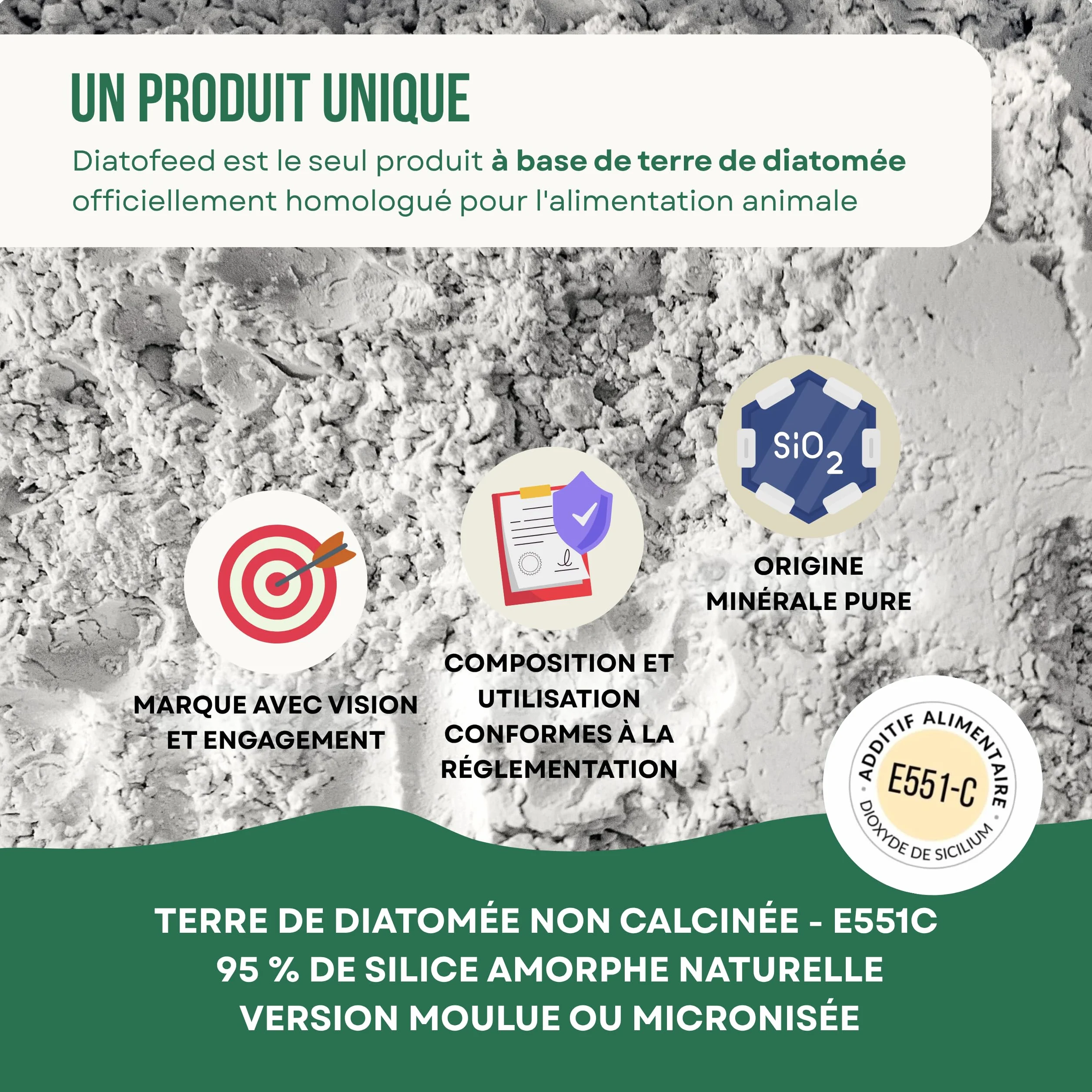 ECO Terre de Diatomée 25kg – Supplément minéral Non calcinée pour l'alimentation Animale