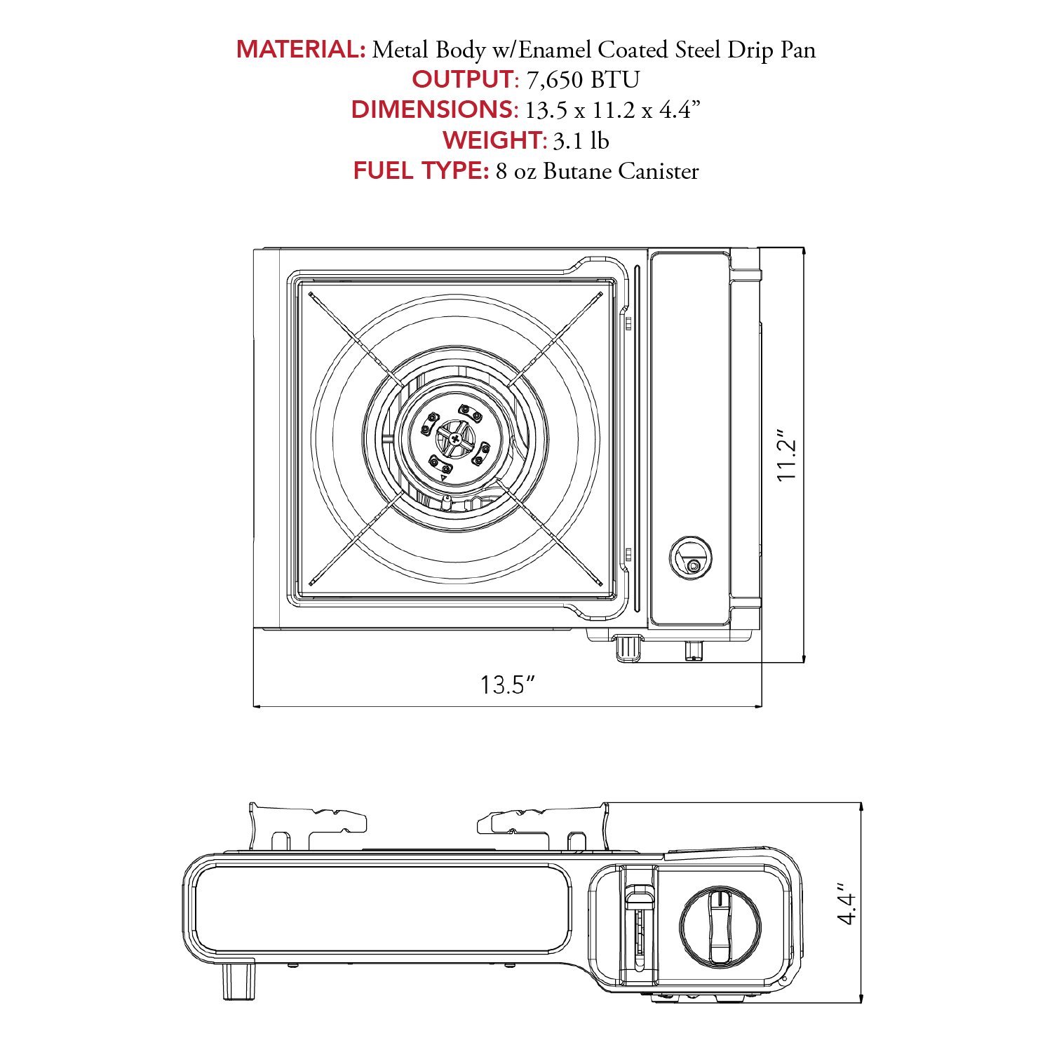 Portable Butane Camping Stove with Auto-Ignition and Case