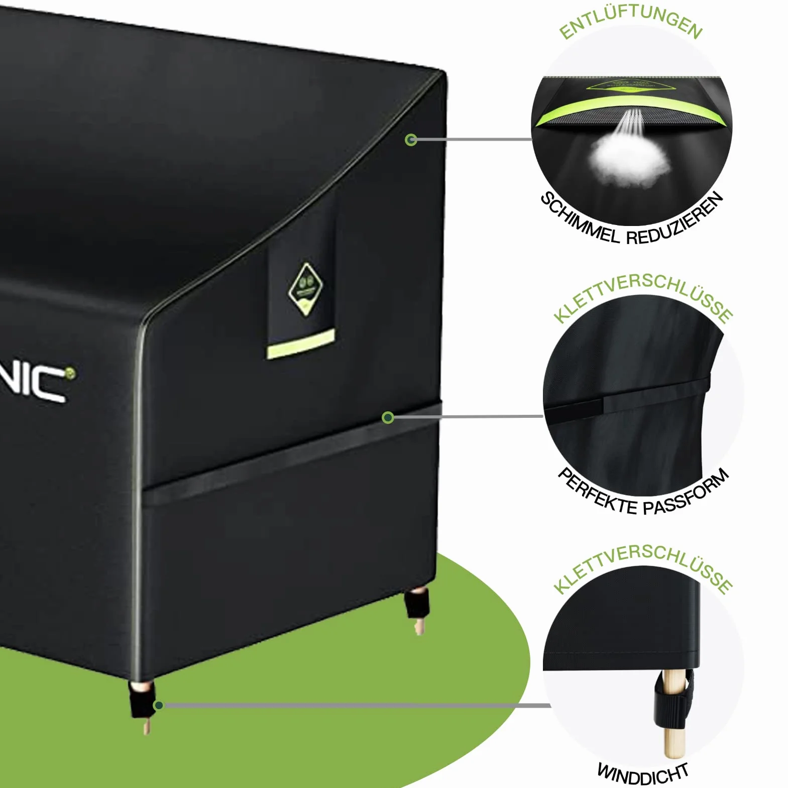 Housse de Protection pour Banc de Jardin Imperméable Polyester 420D 3 Places 175 x 85 x 65 cm