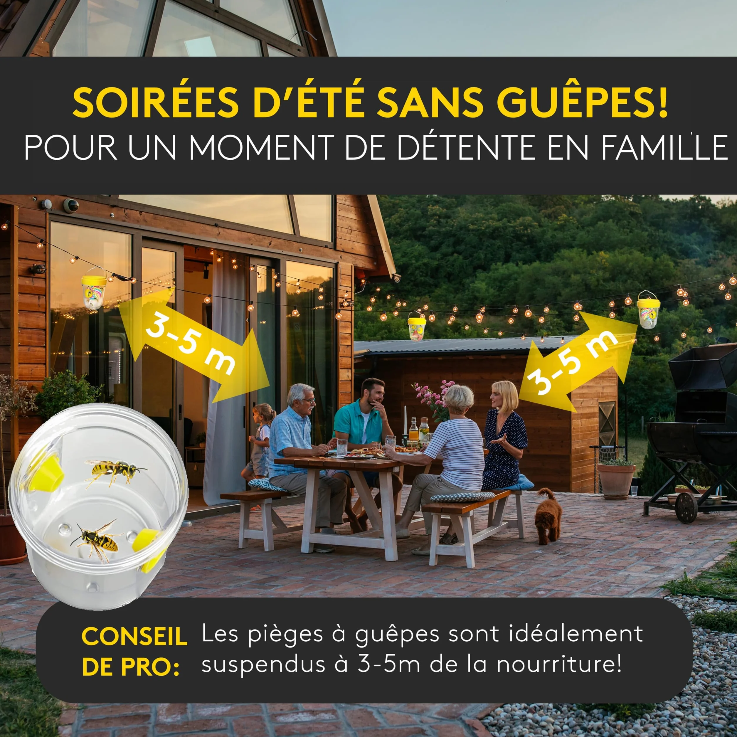 Piège à Guêpes et Frelons x3 Réutilisable Extérieur Anti Guêpes Asiatique Efficace Non Toxique