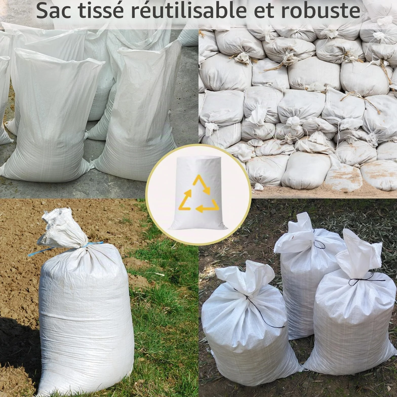 Sacs à Gravats 75L Résistant 60x100cm Réutilisable 15 Pièces Chantier Jardinage