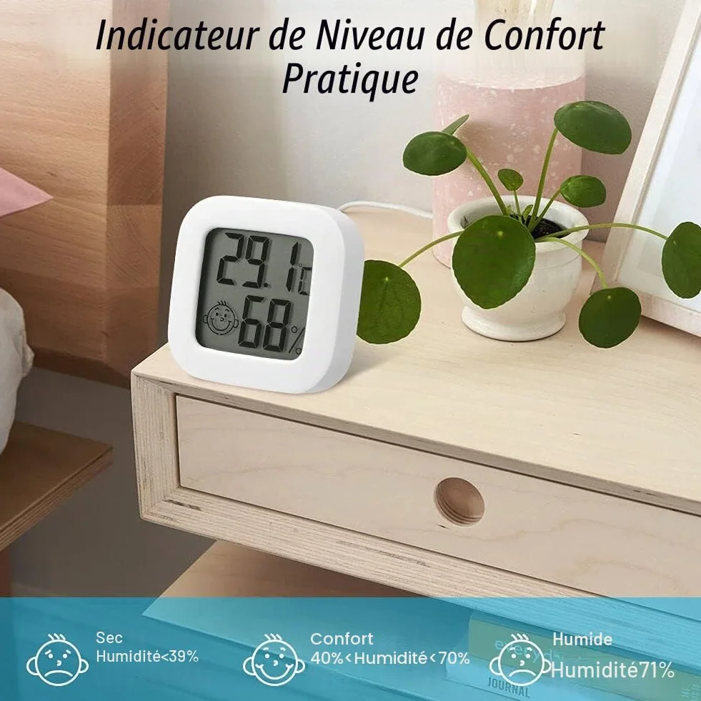 Flintronic Thermomètre Hygromètre Intérieur 2PCS, Mini Digital Haute Précision Moniteur Température Humidité