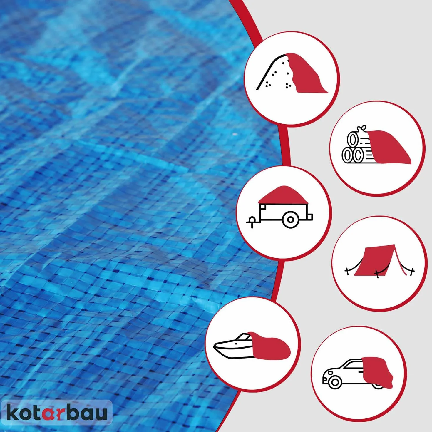 KOTARBAU® Bâche de Protection Extérieur - Polyéthylène - 5 x 5 m - Bleu - 75 g/m² - Bâche avec œillets - Anti UV - Toile de Protection - Couverture Impermeable Exterieu