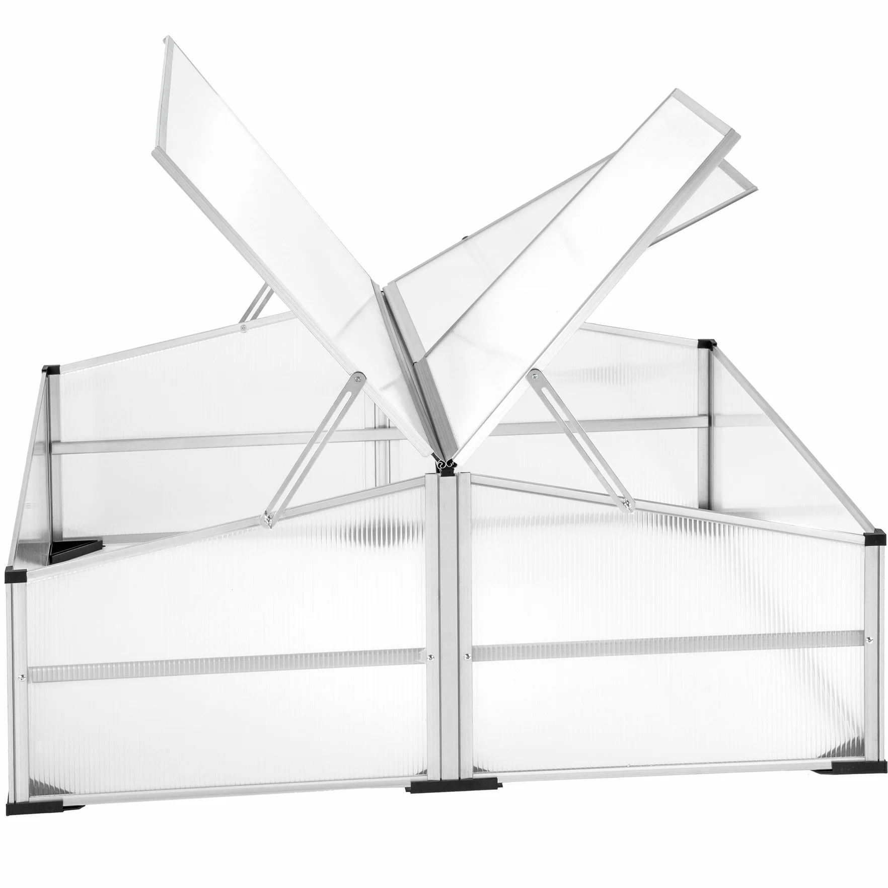 tectake® Mini Serre de Jardin 102 x 102 x 41/31 cm, Châssis Aluminium, Plaques Alvéolaires, Potager Exterieur, Hivernage et Semis