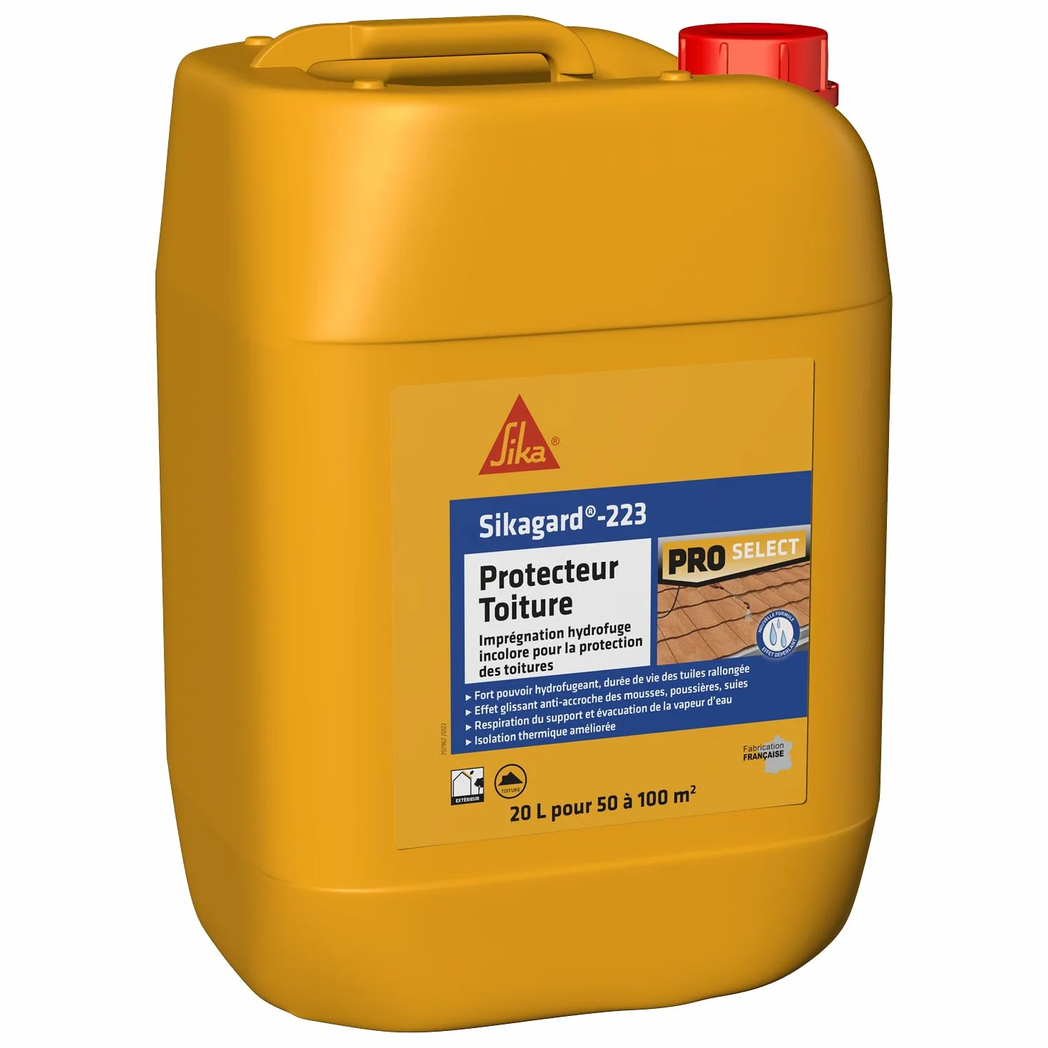 SIKA - Sikagard 223 Protecteur Toiture - Imperméabilisant, hydrofuge, incolore pour toitures - Protection longue durée, 20L=environ 50m² à 100m², Transparent
