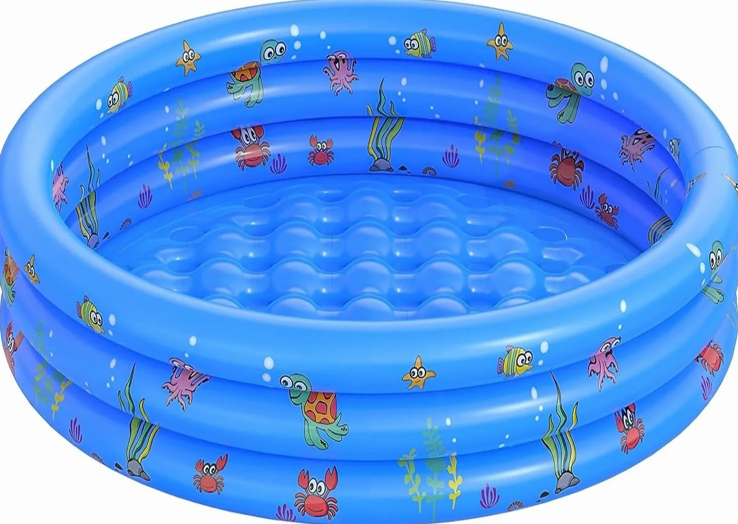 Piscine Gonflable pour Enfants 100x40cm PVC Antidérapant 3 Anneaux Bleu