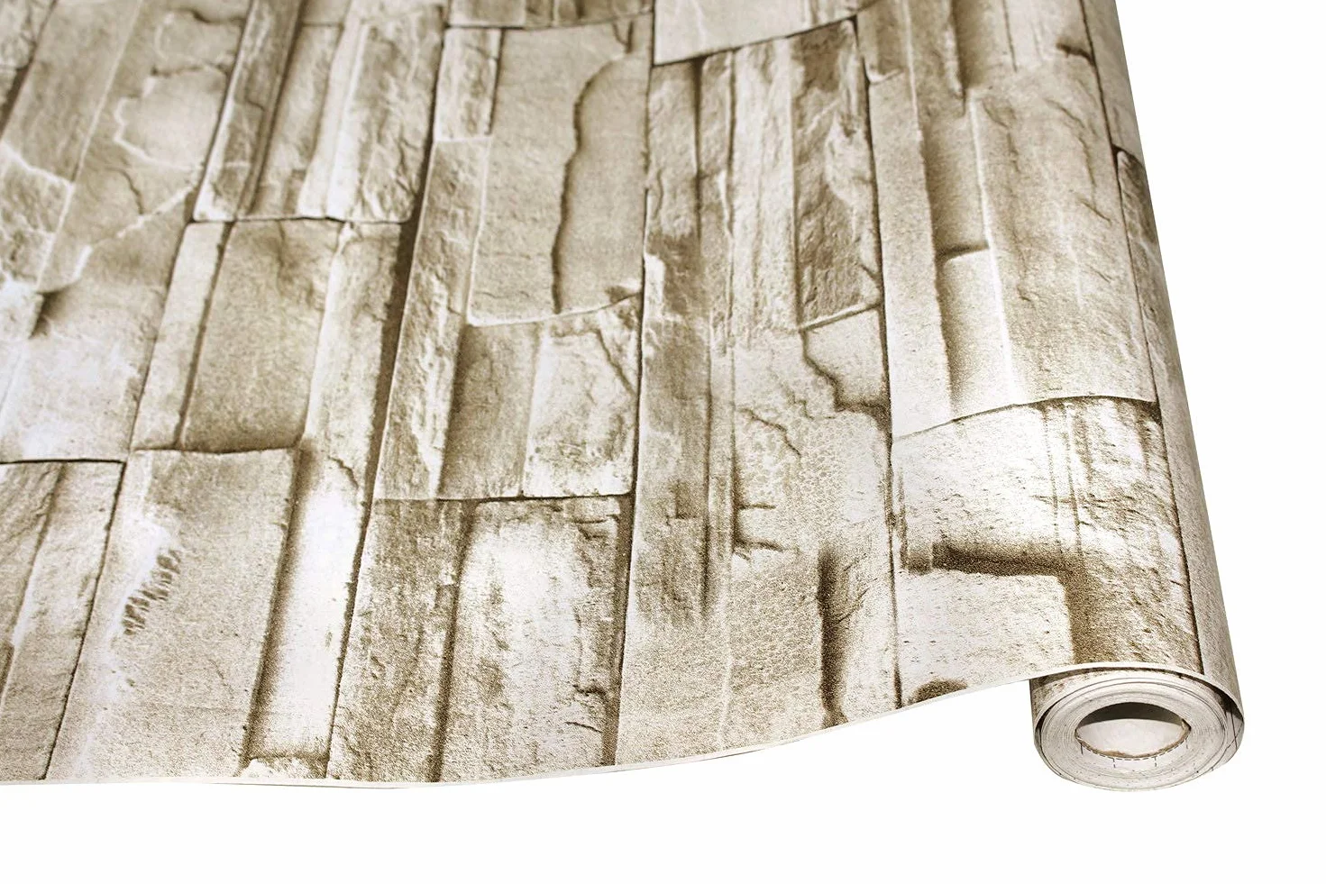 myforHD Papier Peint Auto-adhésif Effet Brique 44cmX300cm Pierre Feuilles Autocollant Amovible Décoratif PVC Vinyle Film Imperméable pour Mur de Cuisine Salon Chambre