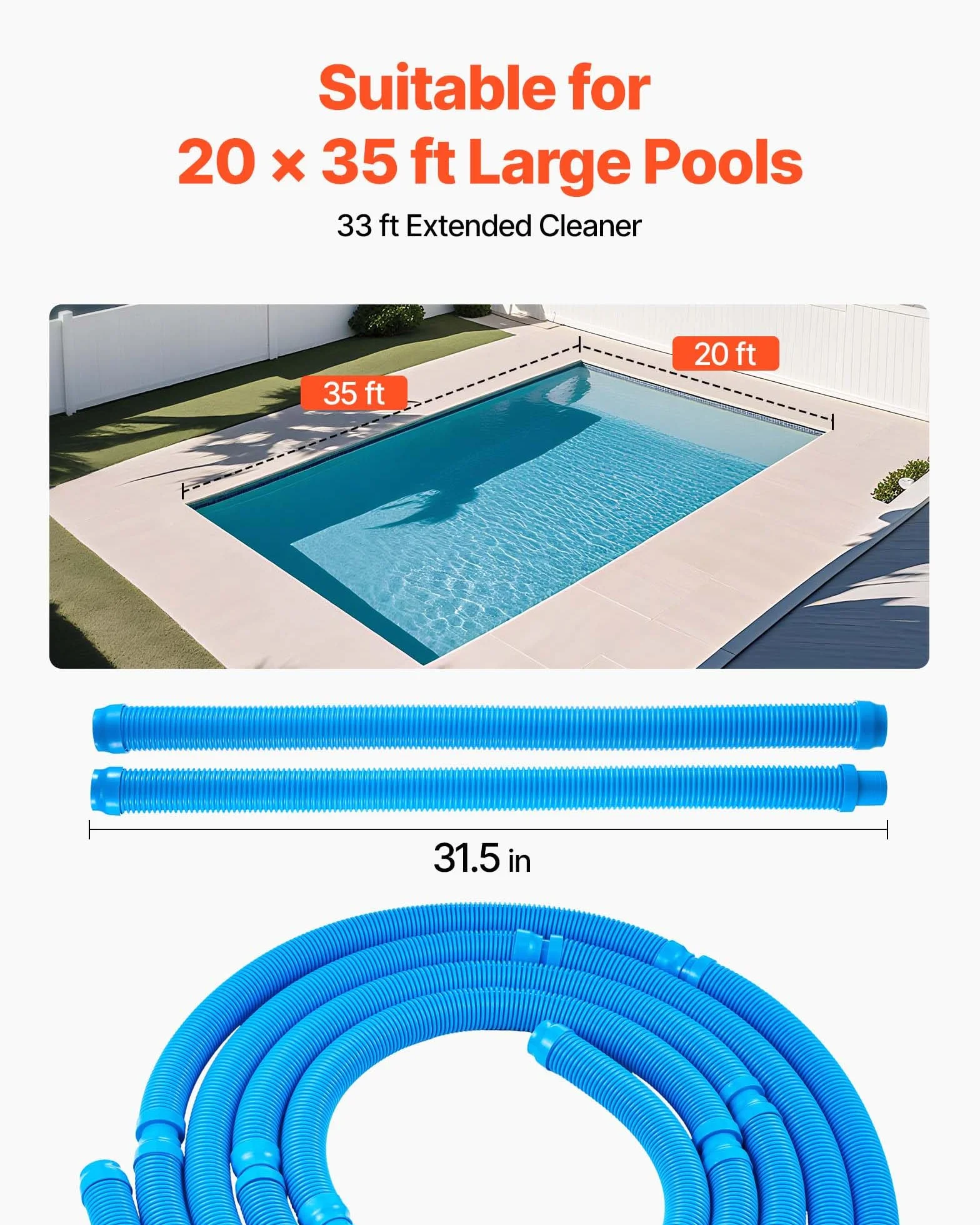 VEVOR Aspirateur de piscine à aspiration automatique, 12 tuyaux, nettoyeur pour piscines creusées et hors sol jusqu'à 6,1 x 10,7 m
