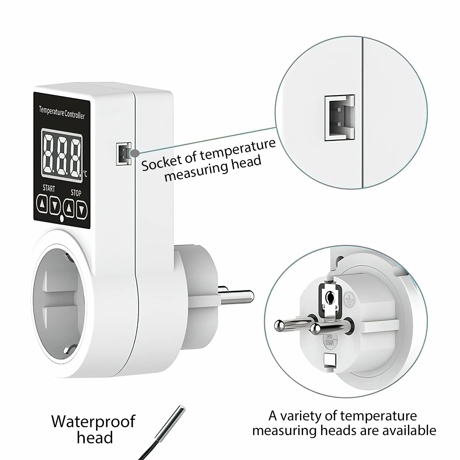 Vaileal Thermostatique Numérique avec Capteur, Interrupteur de Température Étanche, Thermostat Intelligent pour Serre