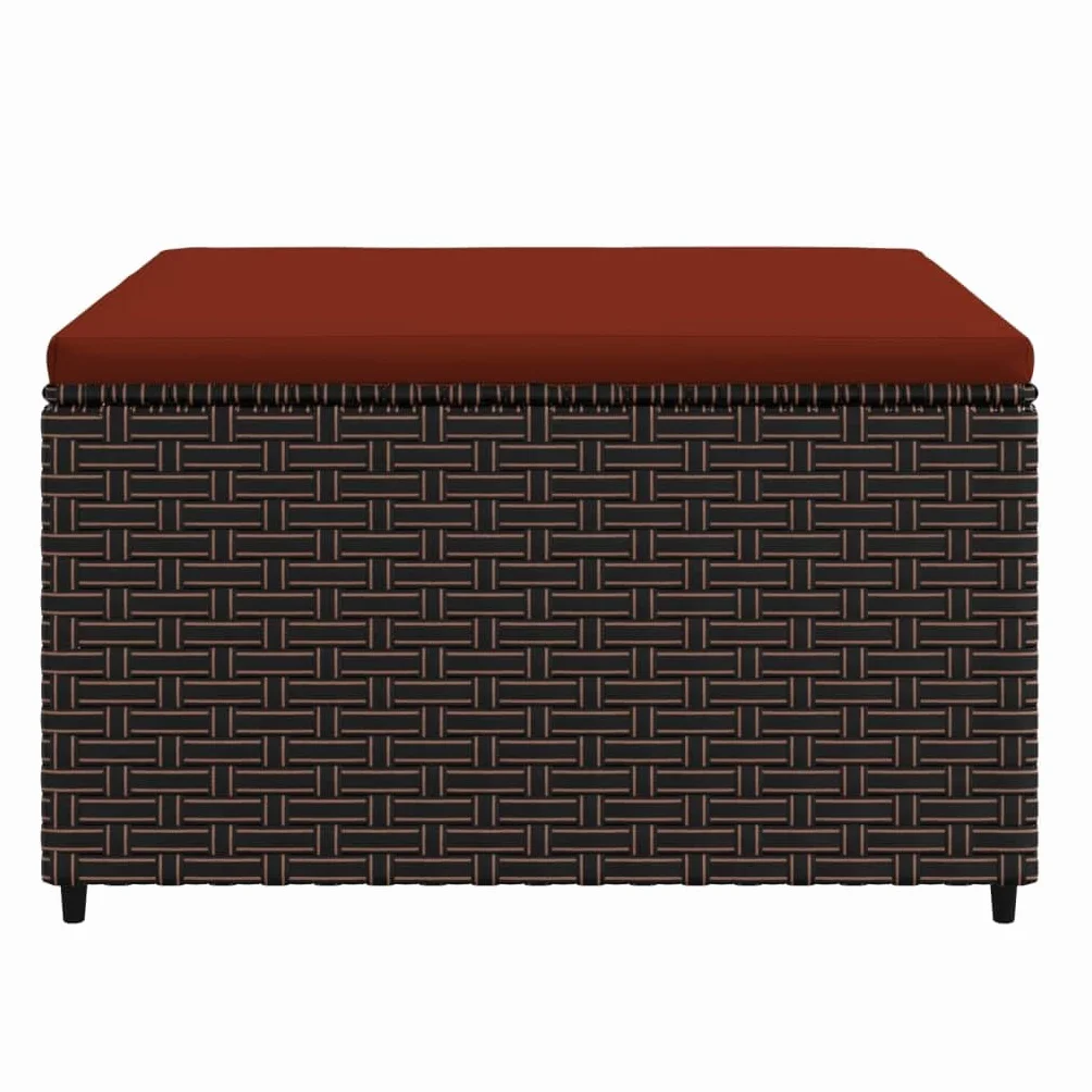 vidaXL Repose-Pied de Jardin avec Coussin Marron résine tressée Pouf Ottoman Tabouret