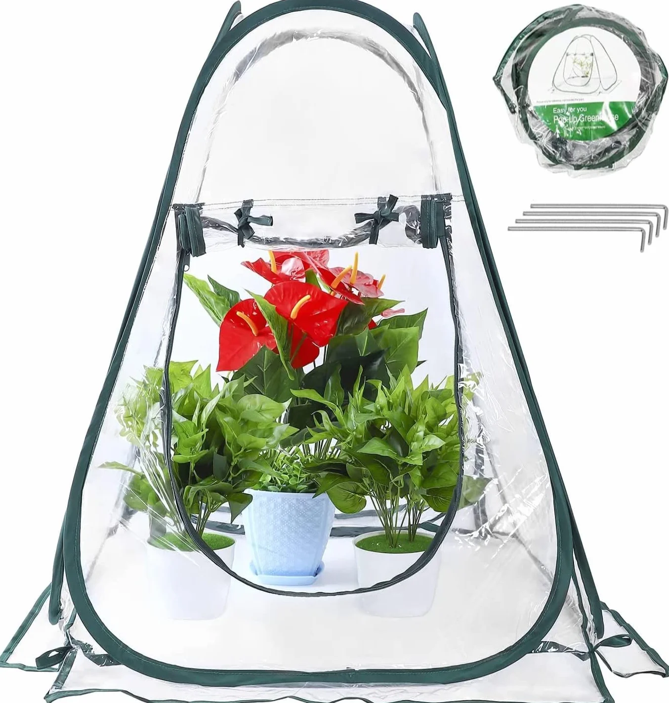 Tente à Effet de Serre Escamotable, Mini Maison de Culture en PVC pour Plantes, Serre Portable 70x70x80cm avec Piquets
