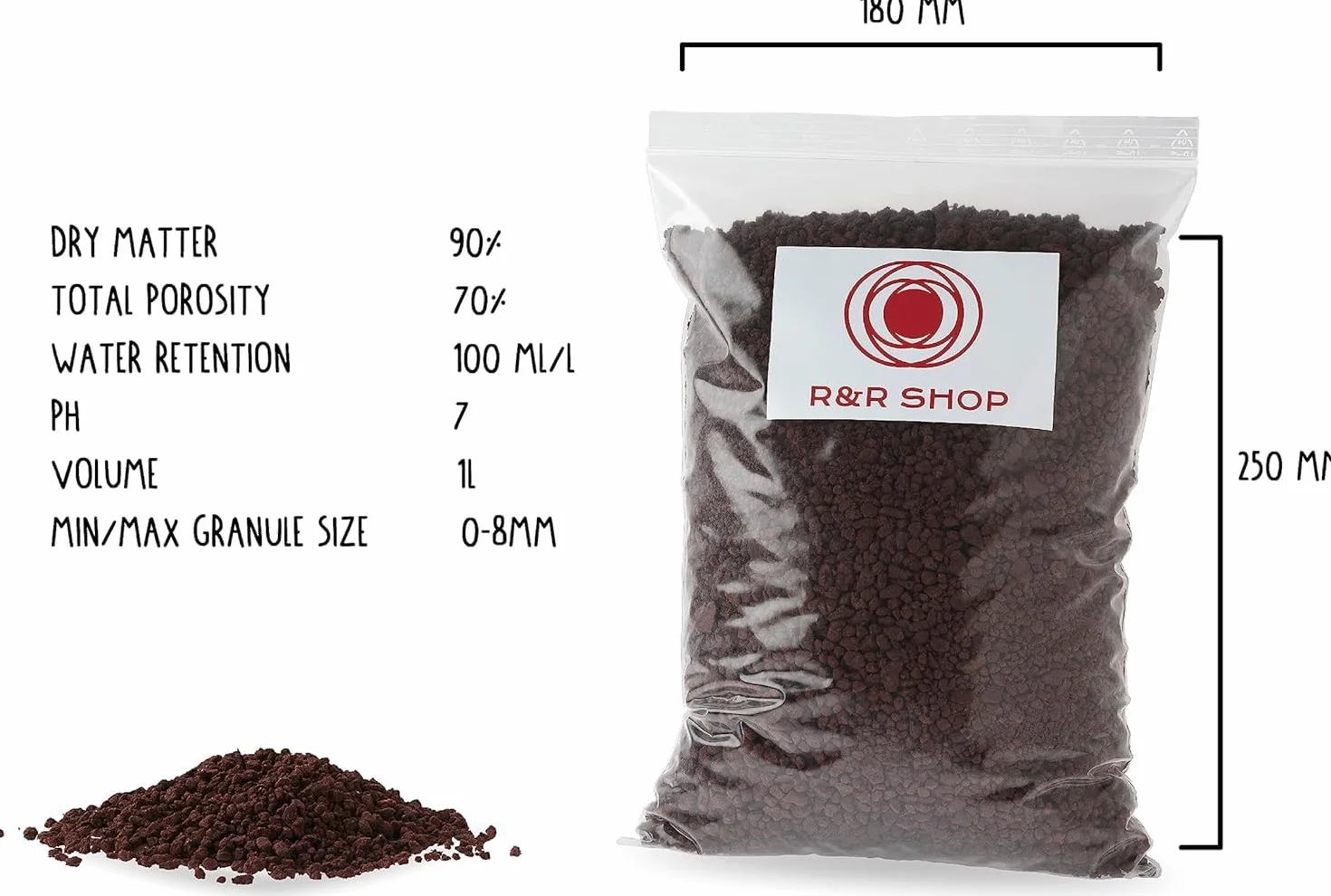 Pierre de Lave 100% Naturel PH Neutre 0-8 mm 5L pour Germination et Croissance des Plantes
