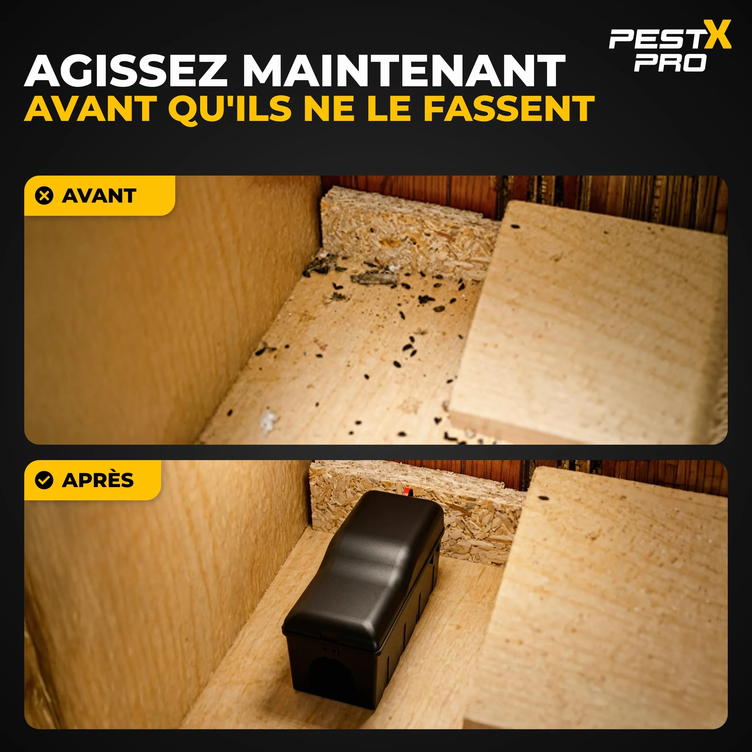 Pest X Pro Spectre Boîte à Piège à Rats Professionnelle Lot de 2 Sécurisée pour Enfants Animaux Station Robuste pour Rongeurs Réutilisable Facile à Installer Usage Intérieur Extérieur