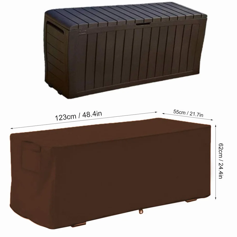 Wakects Housse de Protection pour Coffre de Rangement Extérieur, Imperméable, 123 x 62 x 55 cm, Café