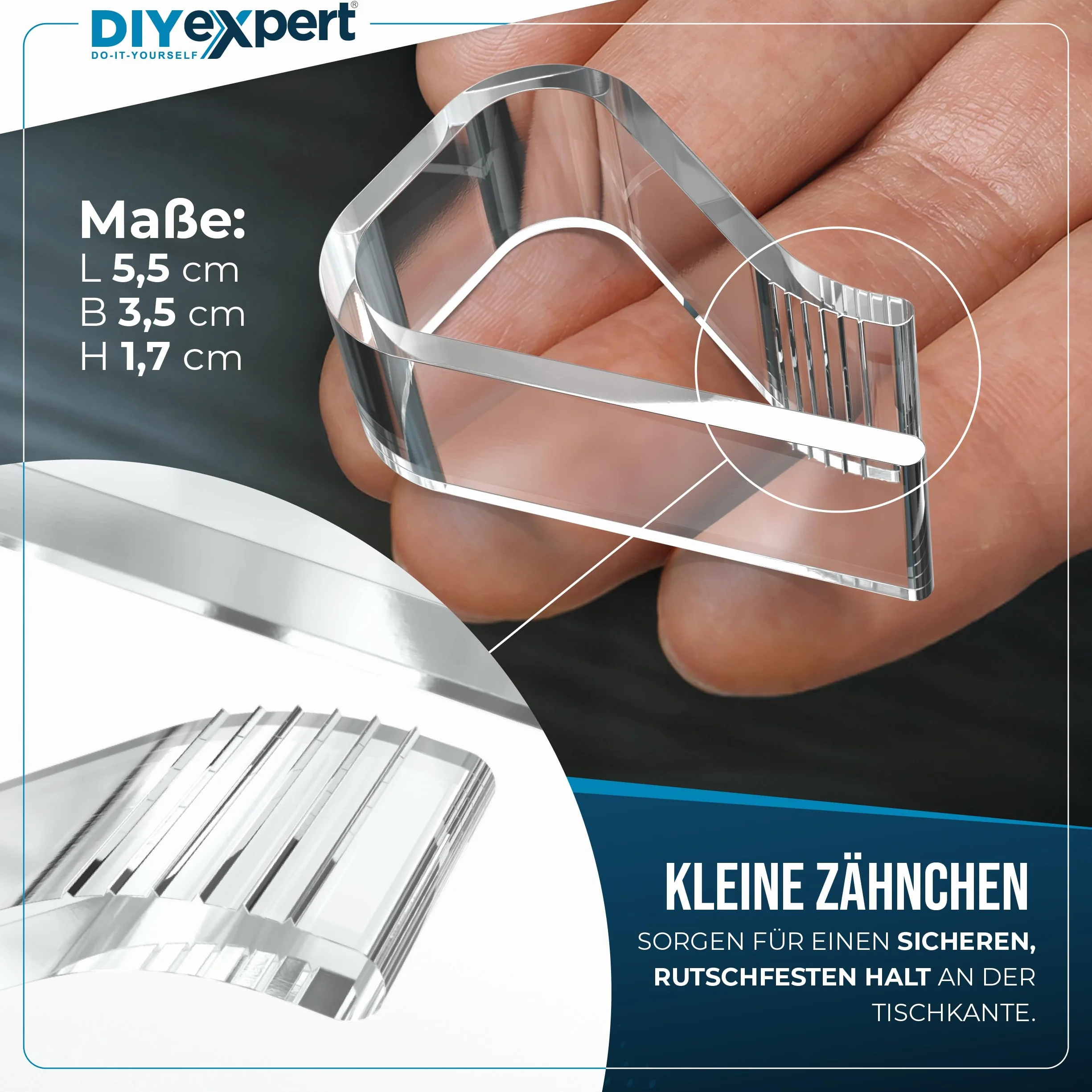 DIYexpert Lot de 8 pinces à nappe transparentes 25 mm résistantes aux intempéries antidérapantes