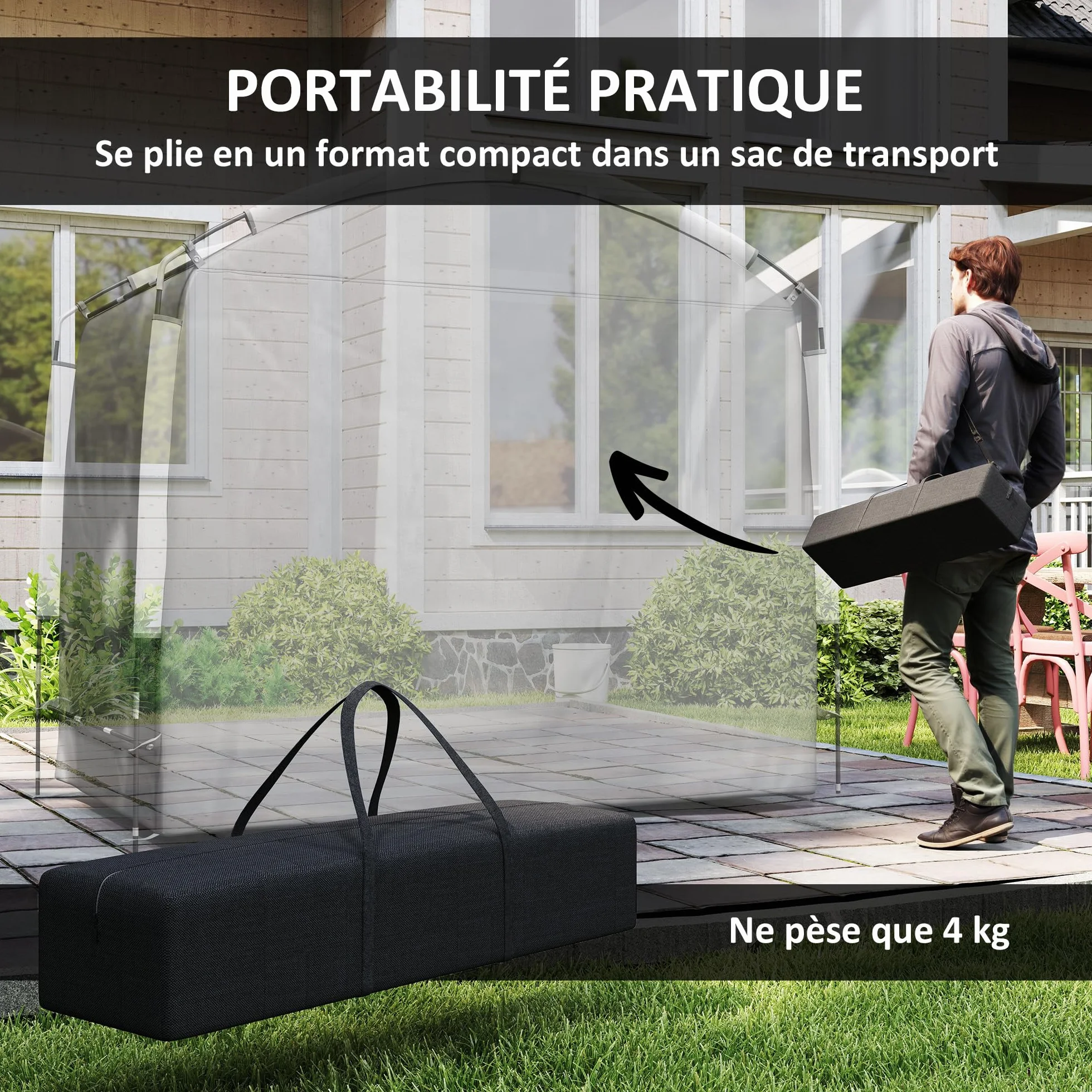 Outsunny Tente de vélo extérieur abri portable 3-4 vélos Jardin 220x150x195 cm Gris foncé