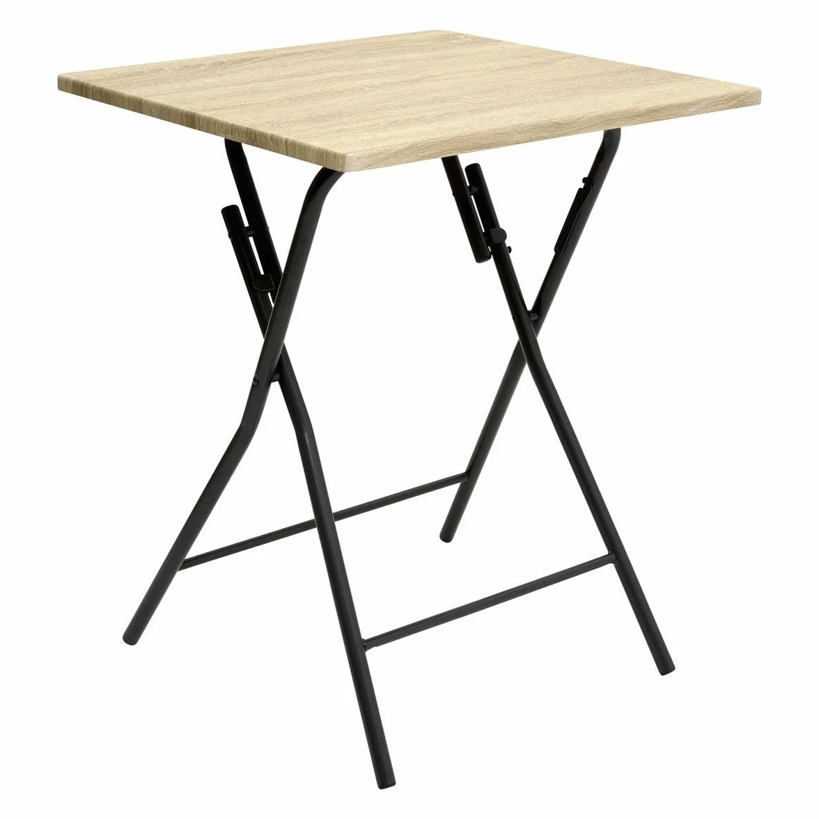 Table Pliante Carrée Effet Bois et Noir 60 x 60 cm 2 Personnes