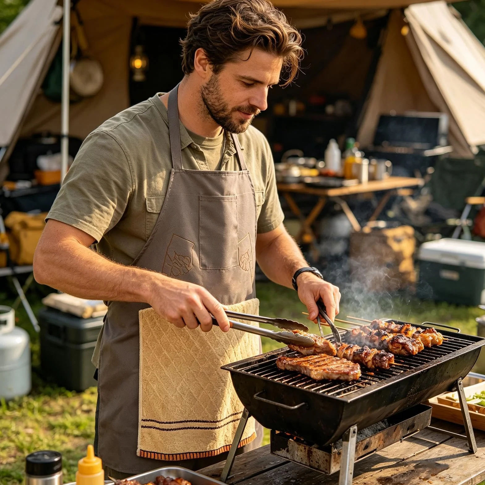 Tablier Cuisine Homme Humoristique Poche Secrète Réglable Barbecue Cadeau Fête des Pères