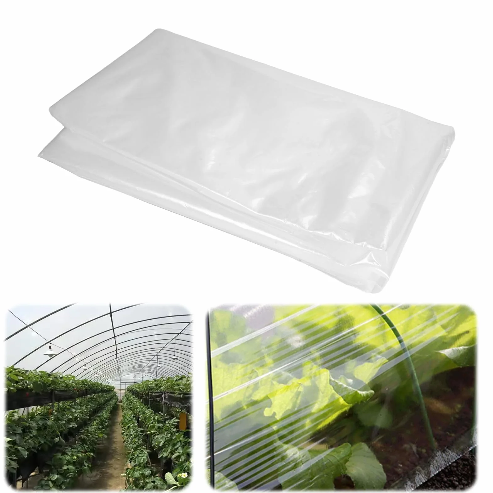 Bâche de Rechange pour Serre de Jardin 2x10M Transparente Polyéthylène Résistance aux UV