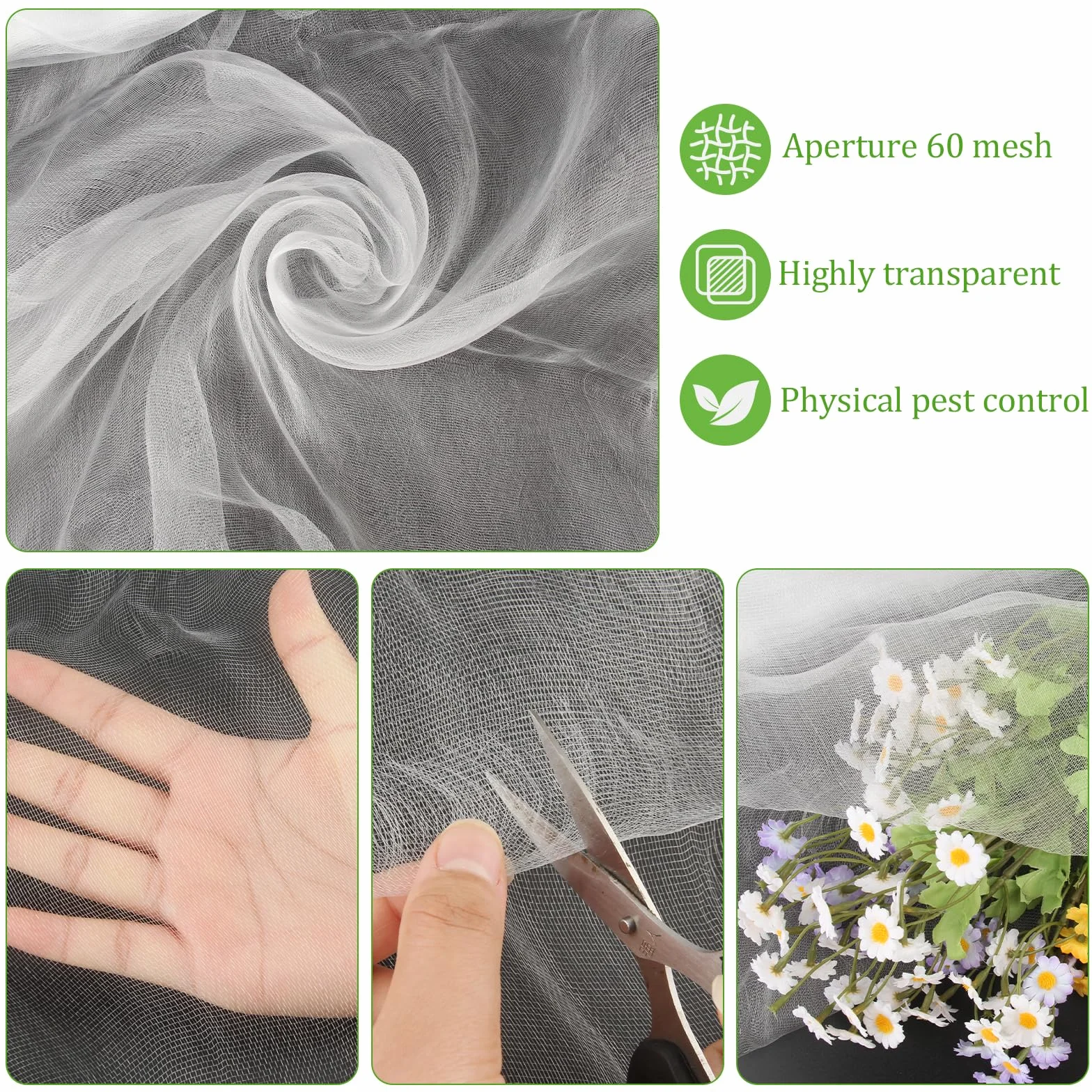 Filet Anti Insecte 3m x 10m Mailles Fines Moustiquaire en Rouleau pour Jardin Balcon Potager Blanc