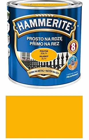 Hammerite Peinture de protection en métal anti-rouille 250 ml, jaune