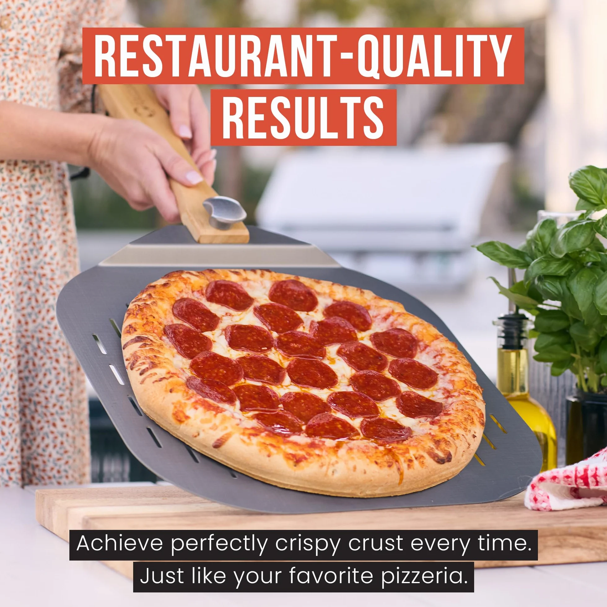 Pelle à Pizza Chef Pomodoro avec Poignée en Bois Pliable 35 cm Aluminium