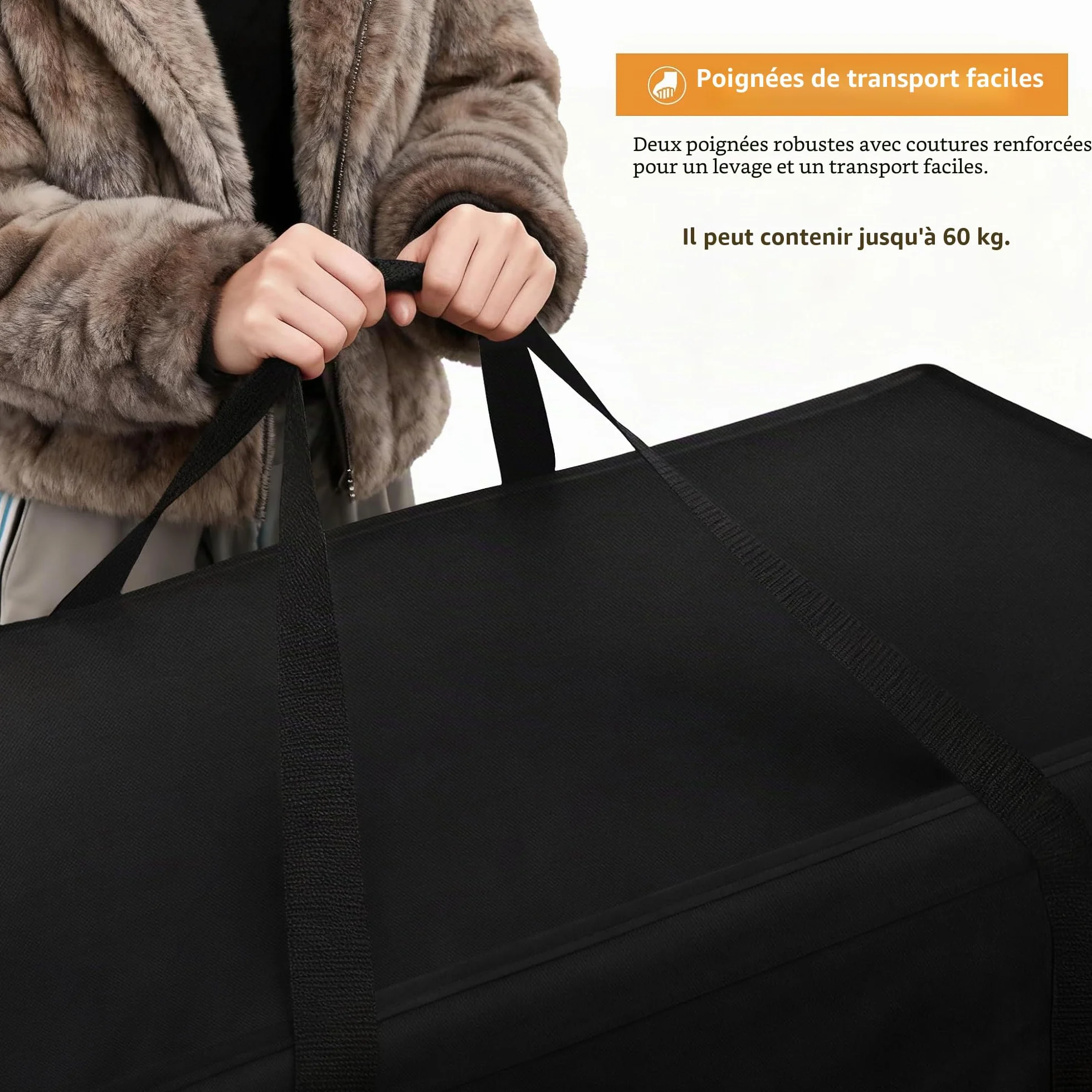 Dokon Sac de Rangement Housse Coussin Jardin lmperméable Anti-UV Tissu Oxford Robuste 125x40x55cm Noir