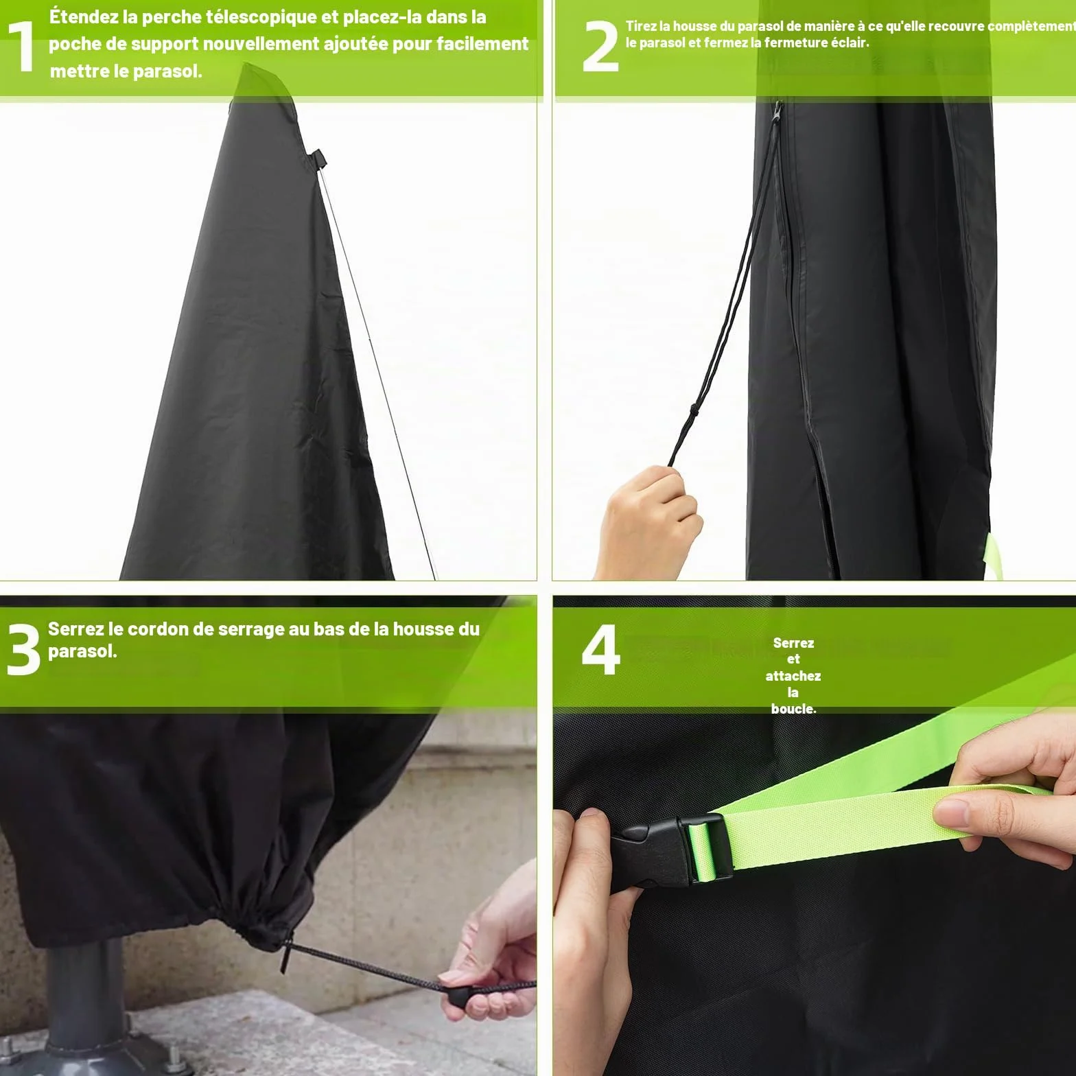 GEMITTO Housse de Parasol 420D Oxford Protection Parasol Déporté 280L x 81W Noir