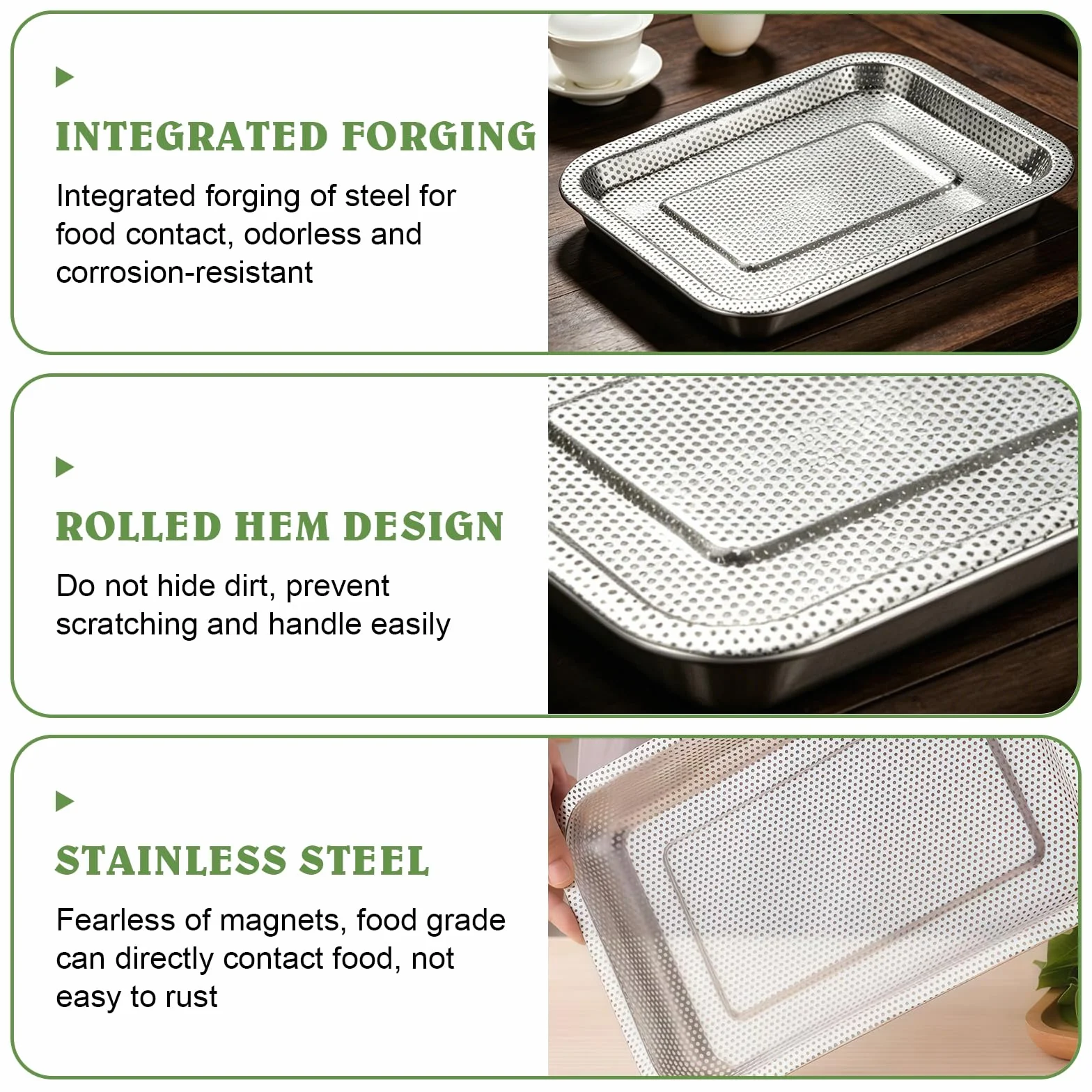 BORDEAG Lot de 2 bols à germination en acier inoxydable 27 x 20 x 4,8 cm Kit de culture de pousses