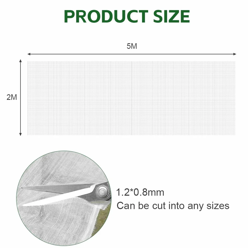 AOOWU Filet de protection pour légumes 2 x 5 m, à mailles fines, contre les oiseaux, blanc