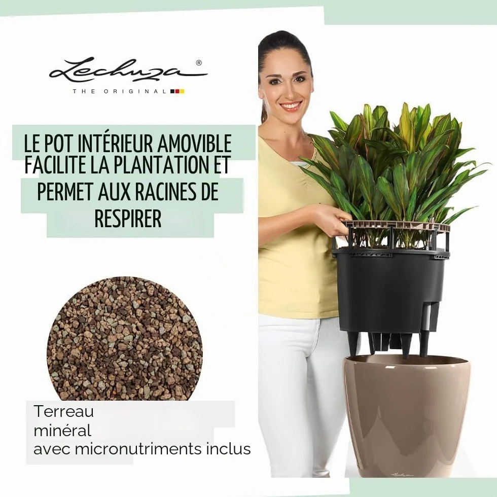 Lechuza Pot de Fleurs d'Intérieur Premium Classico Ls Réserve d'Eau Intégrée Blanc Ø 21 x 20 cm