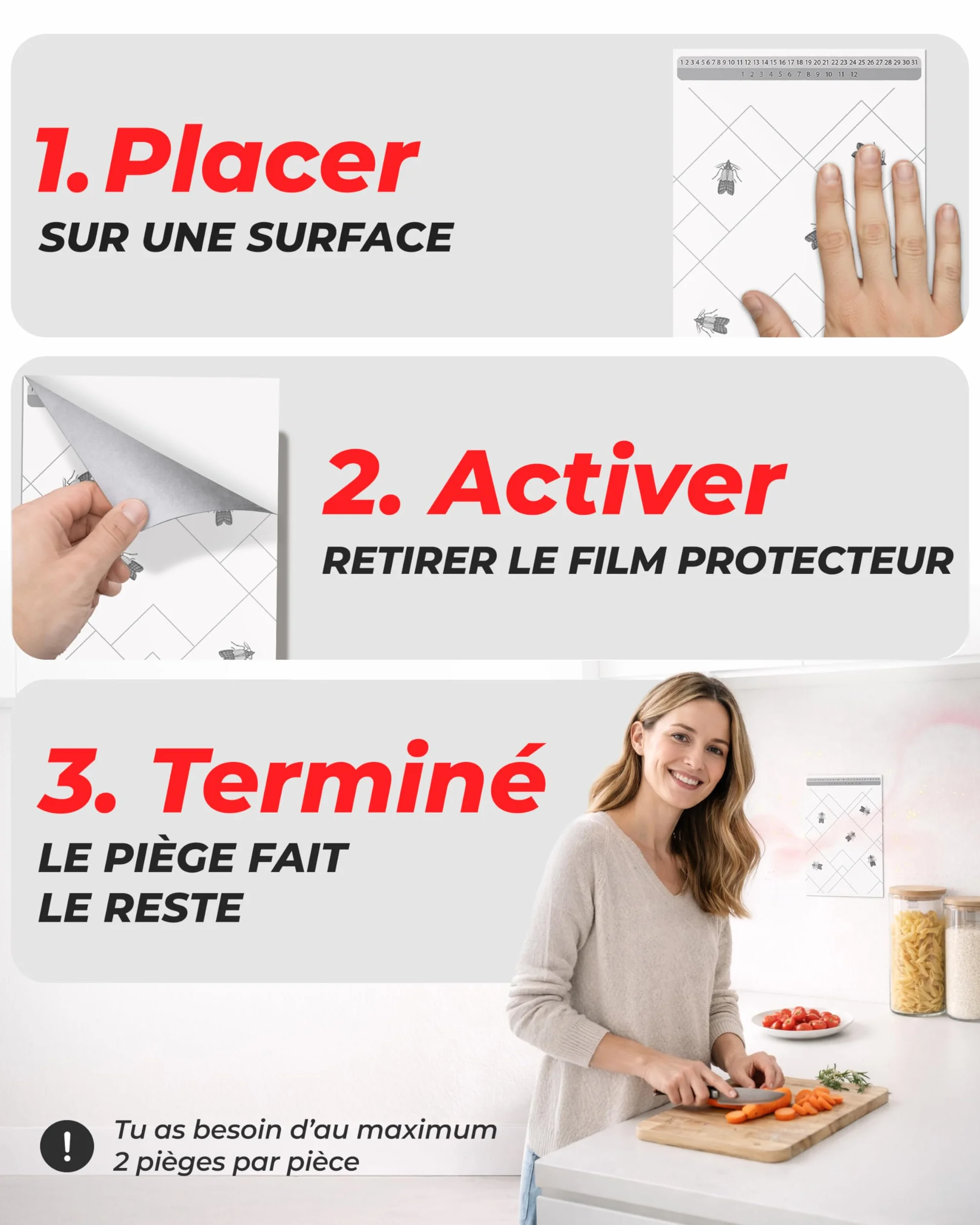PIC Pièges à Mites Alimentaires 6 Pièges Anti Mites avec Phéromones pour Cuisine Placard Garde-Manger Protection 8 Semaines