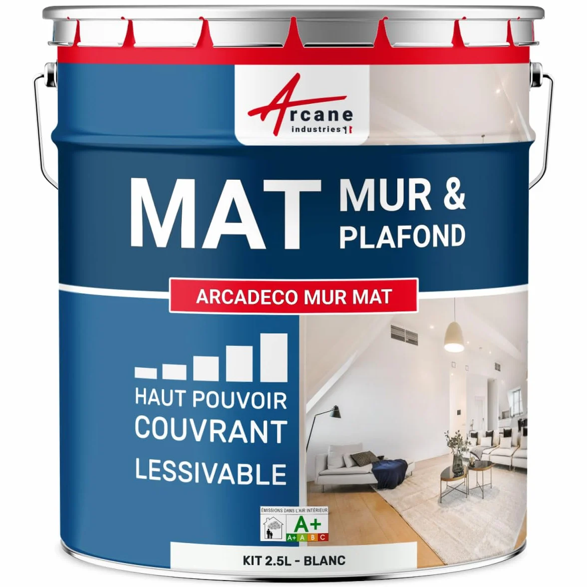 ARCANE INDUSTRIES Peinture Murale, Mat Blanche - 2.5 L Blanc