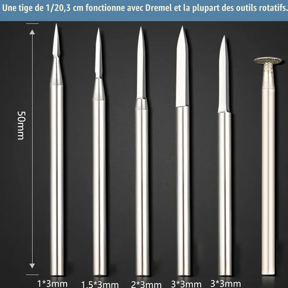 Dremel Lot de 6 forets sculpture sur bois tige 3 mm