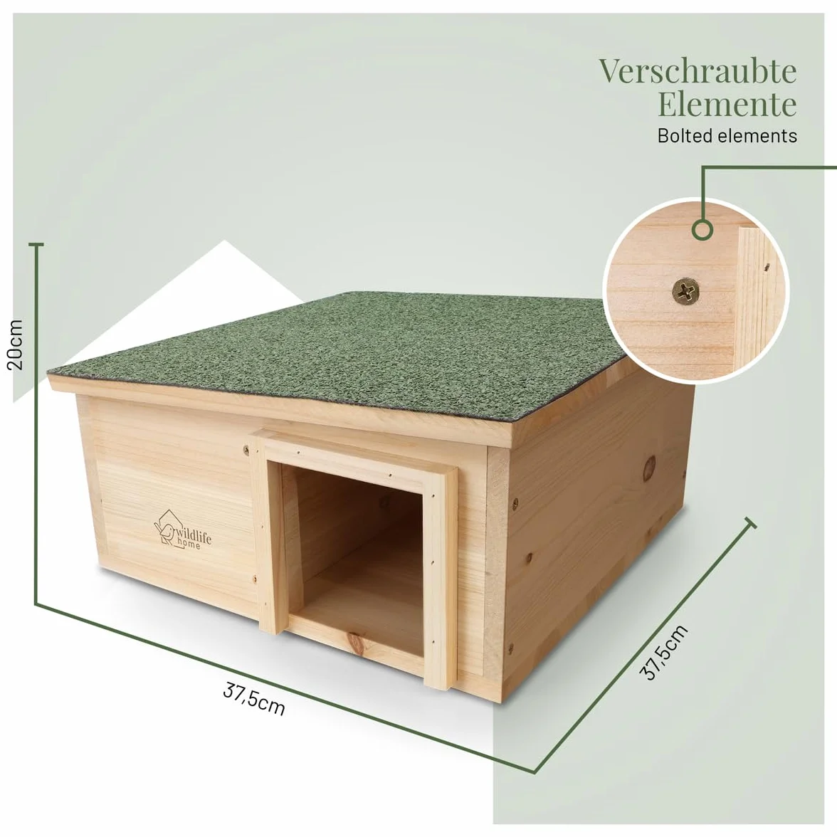 Maison pour hérisson Grande taille XXL en bois sol et toit résistant aux intempéries Sécurité pour chat Quartier d'hiver pour le jardin
